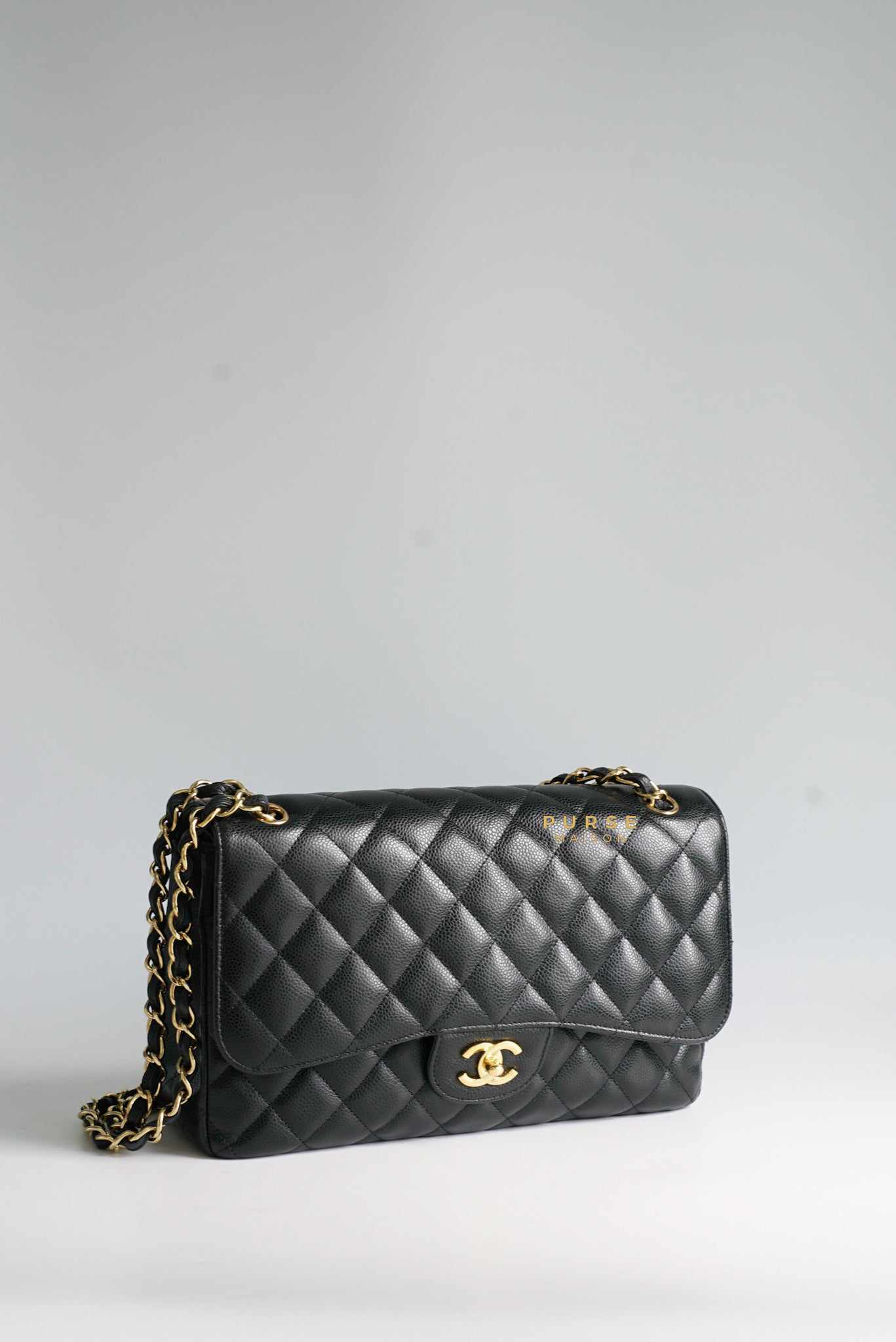 Chanel Classic Double Flap Jumbo Black Caviar Leather and Gold Hardware Series 14