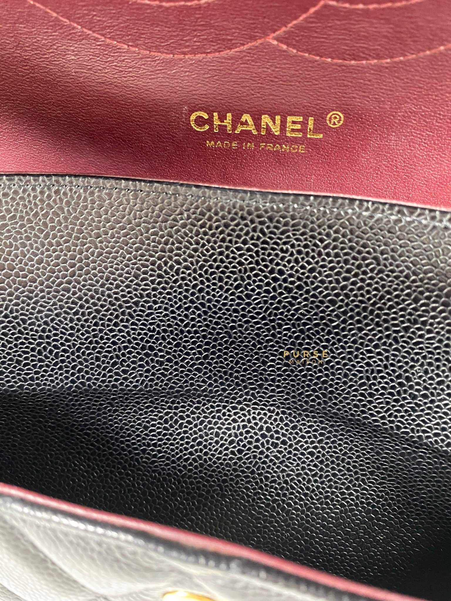 Chanel Classic Double Flap Jumbo Black Caviar Leather and Gold Hardware Series 14