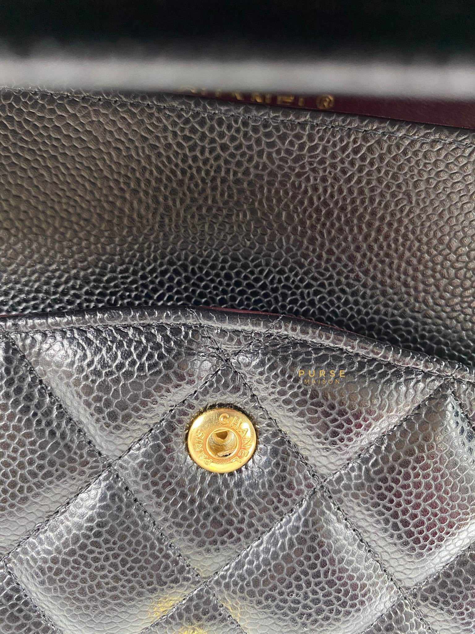 Chanel Classic Double Flap Jumbo Black Caviar Leather and Gold Hardware Series 14
