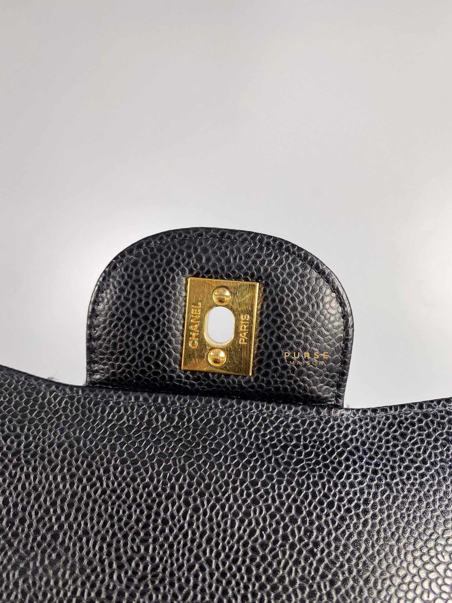 Chanel Classic Double Flap Jumbo Black Caviar Leather and Gold Hardware Series 14