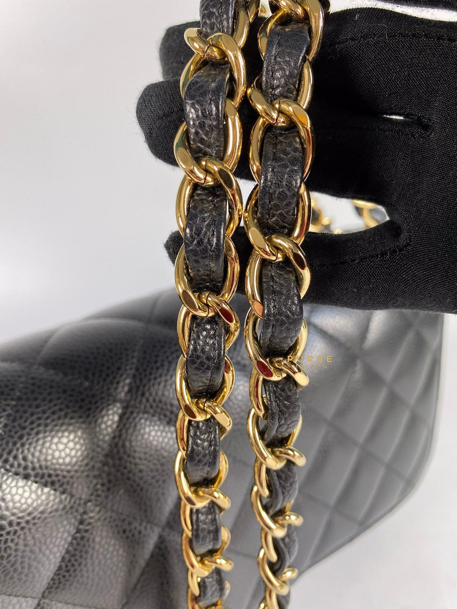 Chanel Classic Double Flap Jumbo Black Caviar Leather and Gold Hardware Series 14