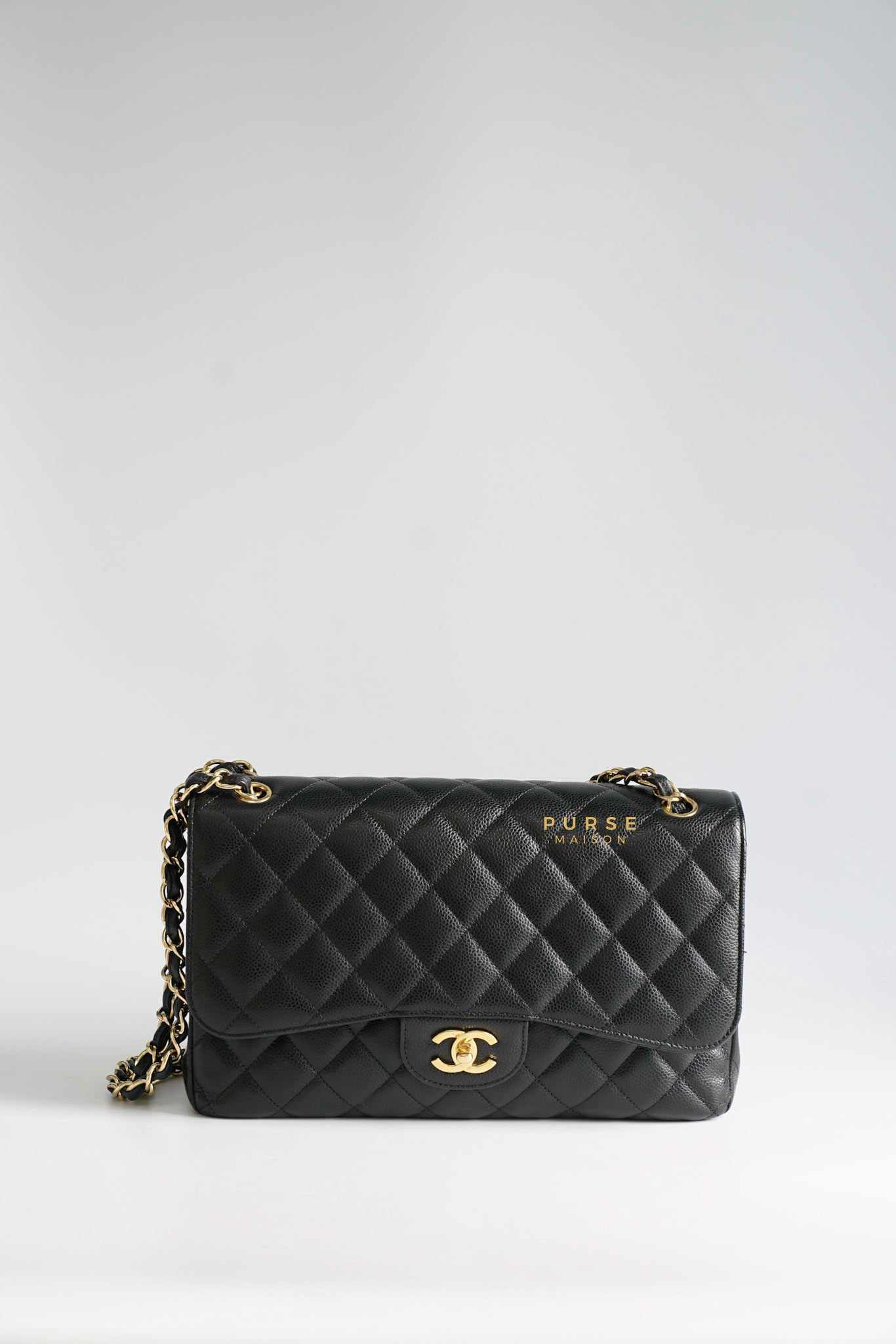 Chanel Classic Double Flap Jumbo Black Caviar Leather and Gold Hardware Series 14