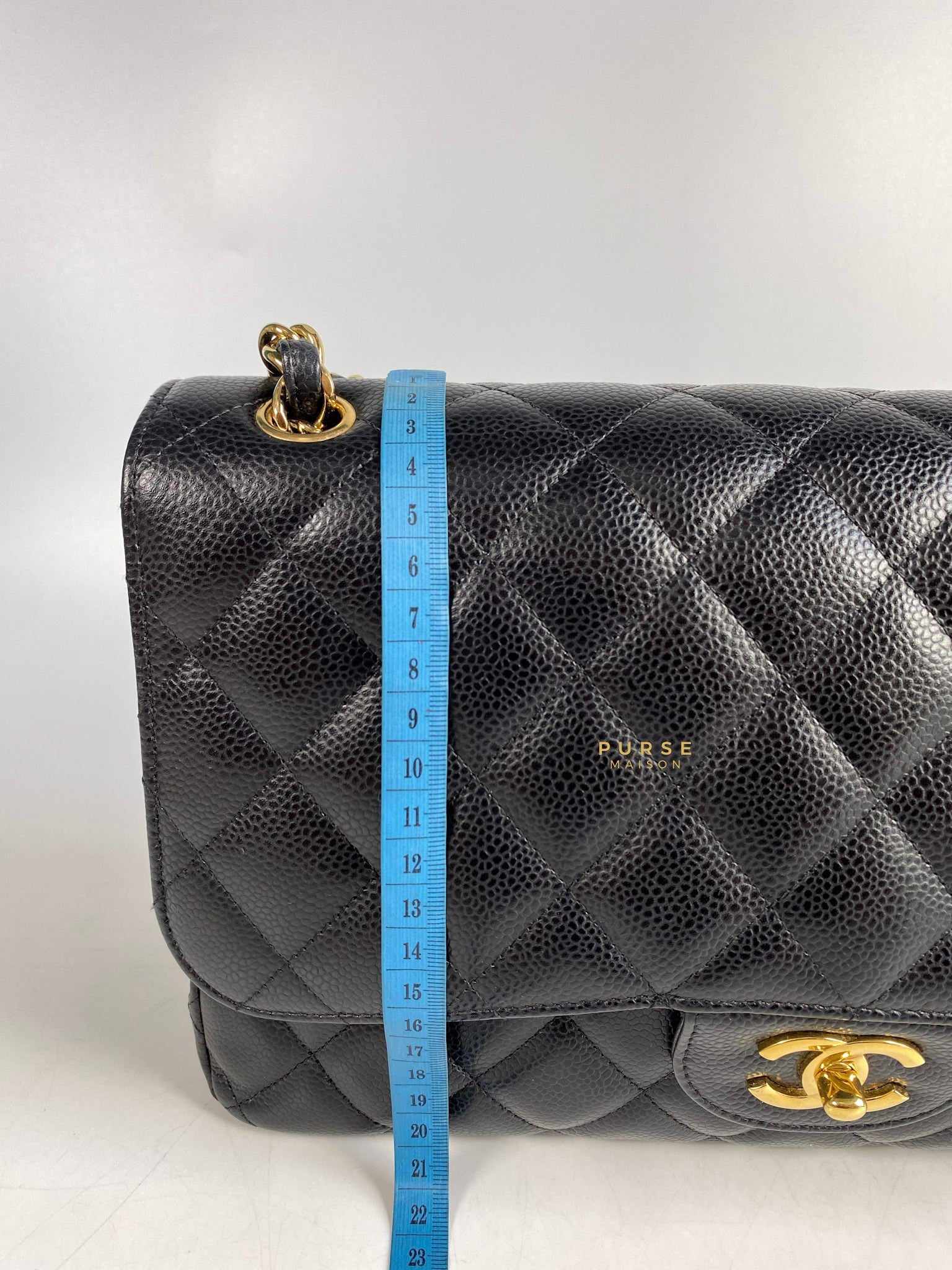 Chanel Classic Double Flap Jumbo Black Caviar Leather and Gold Hardware Series 14