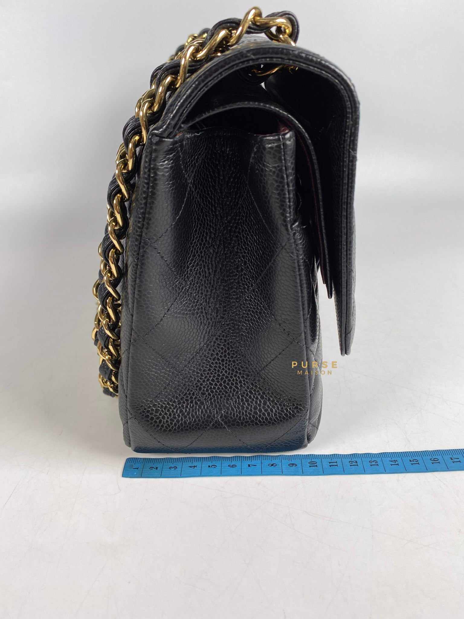 Chanel Classic Double Flap Jumbo Black Caviar Leather and Gold Hardware Series 14