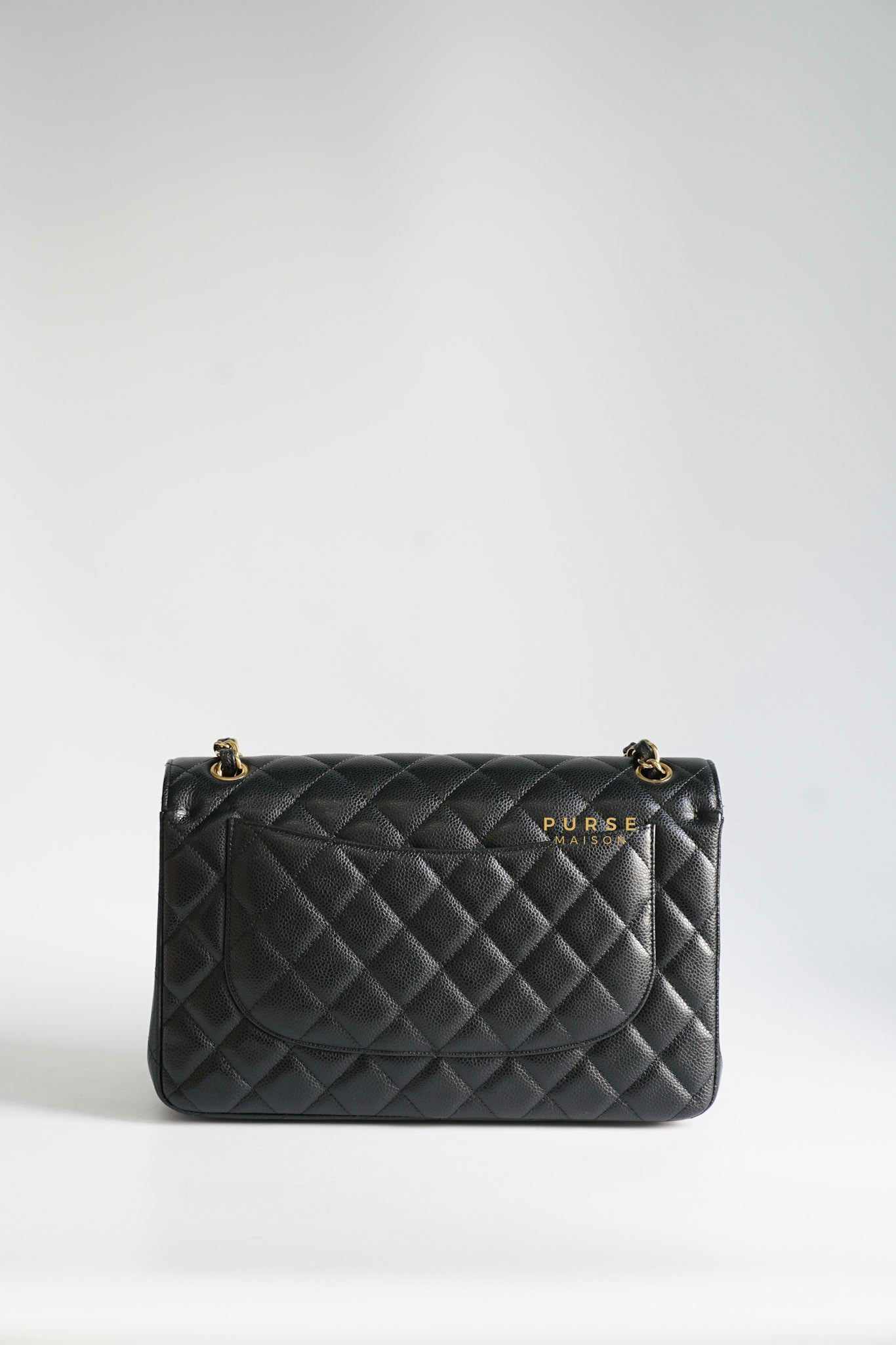 Chanel Classic Double Flap Jumbo Black Caviar Leather and Gold Hardware Series 14