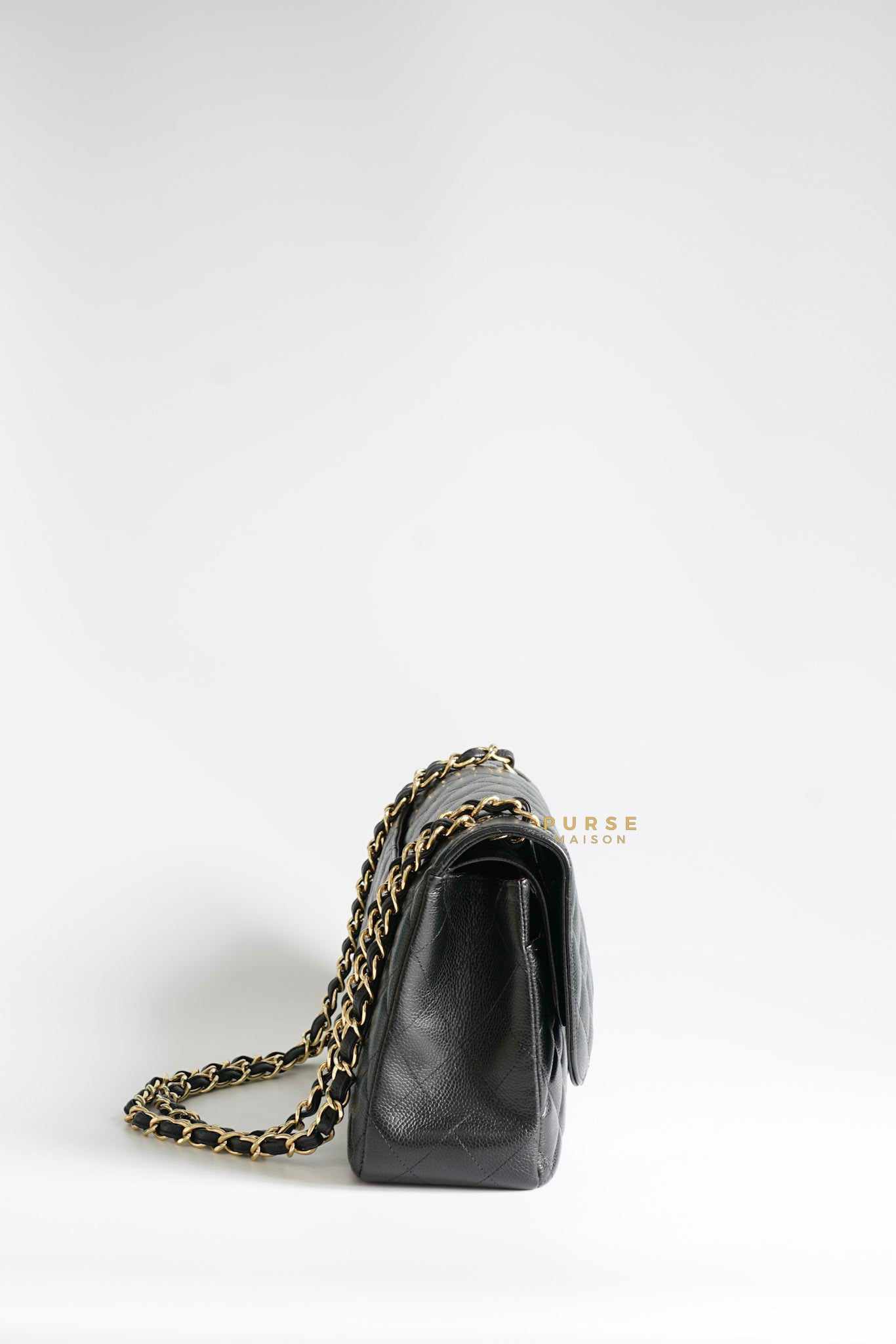 Chanel Classic Double Flap Jumbo Black Caviar Leather and Gold Hardware Series 14