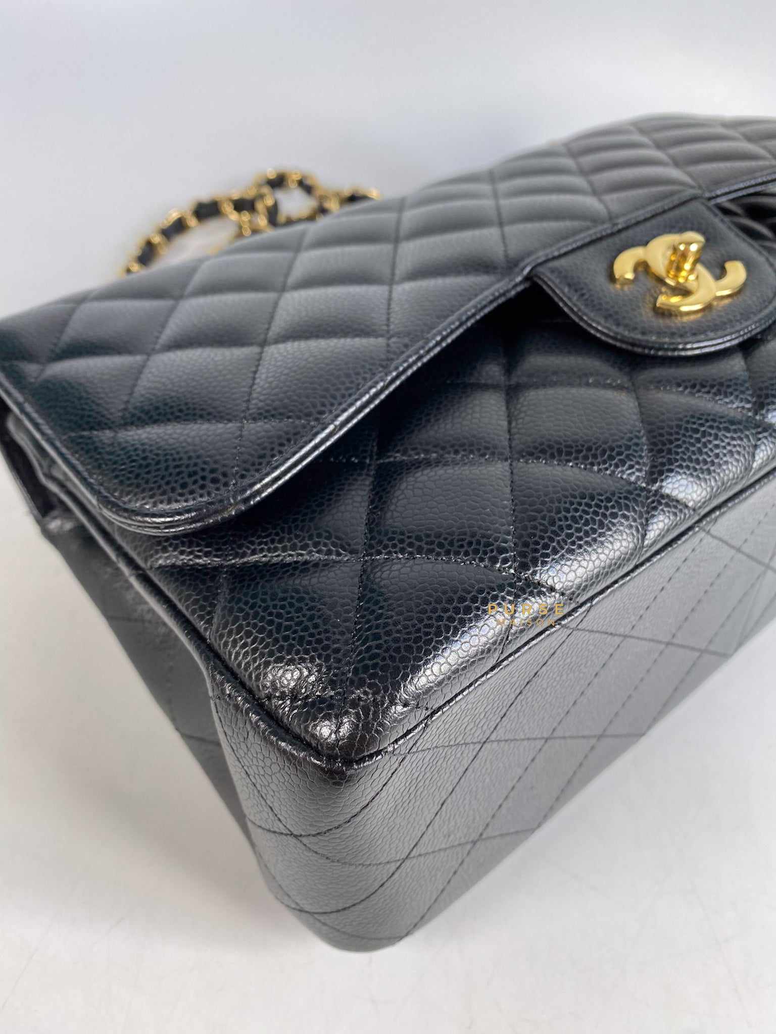 Chanel Classic Double Flap Jumbo Black Caviar Leather and Gold Hardware Series 14
