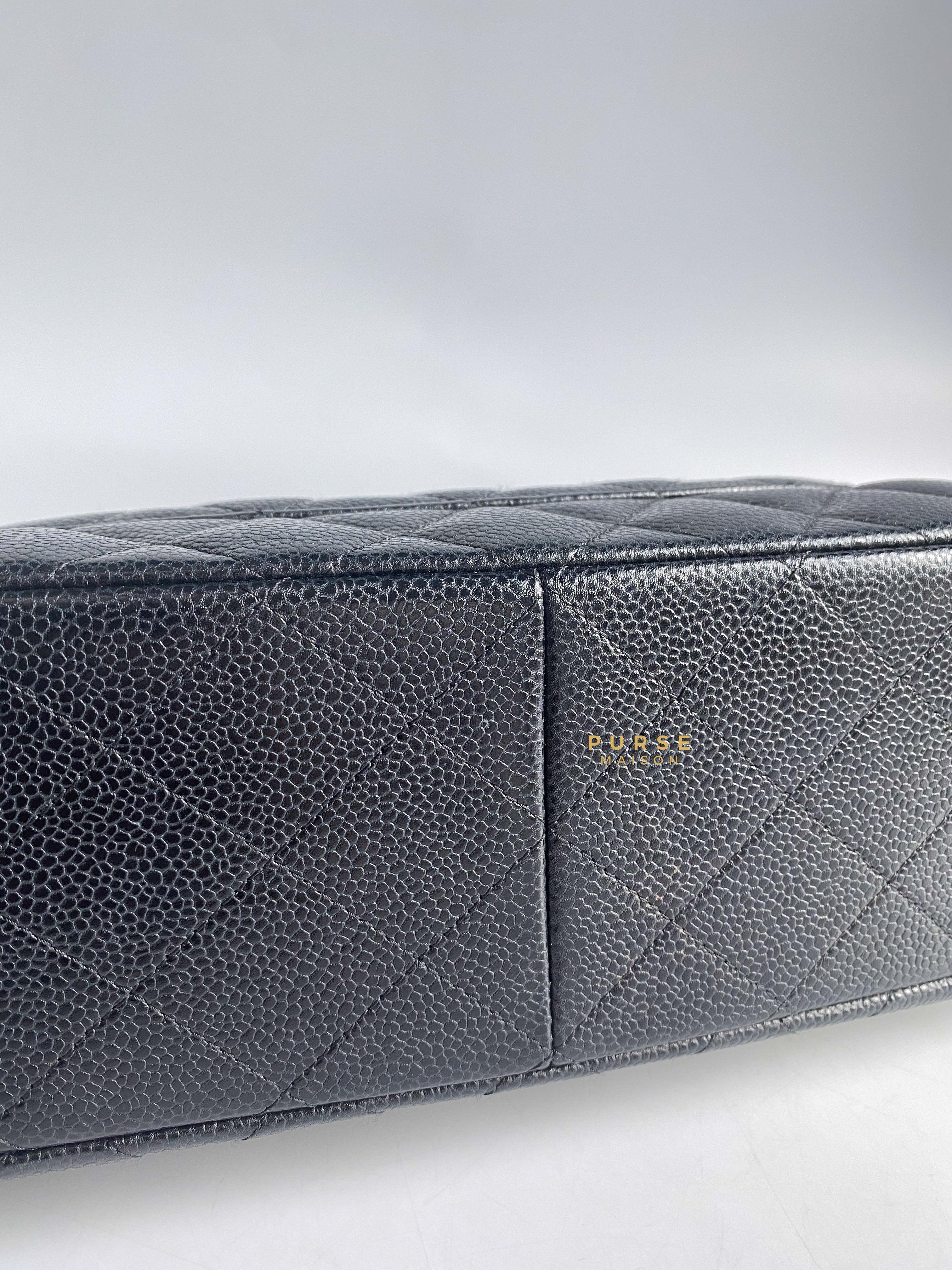 Chanel Classic Double Flap Jumbo Black Caviar Leather and Gold Hardware Series 22 | Purse Maison Luxury Bags Shop
