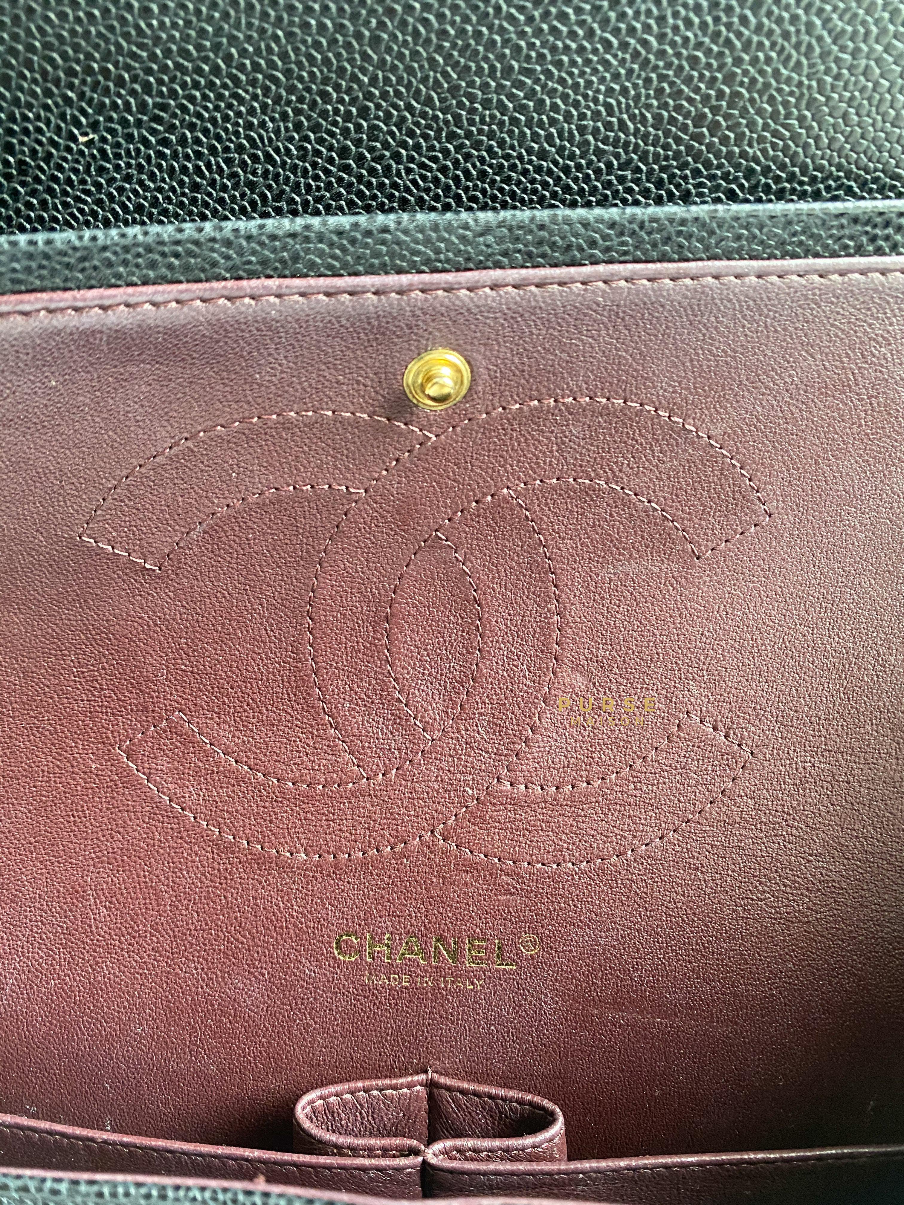 Chanel Classic Double Flap Jumbo Black Caviar Leather and Gold Hardware Series 22 | Purse Maison Luxury Bags Shop