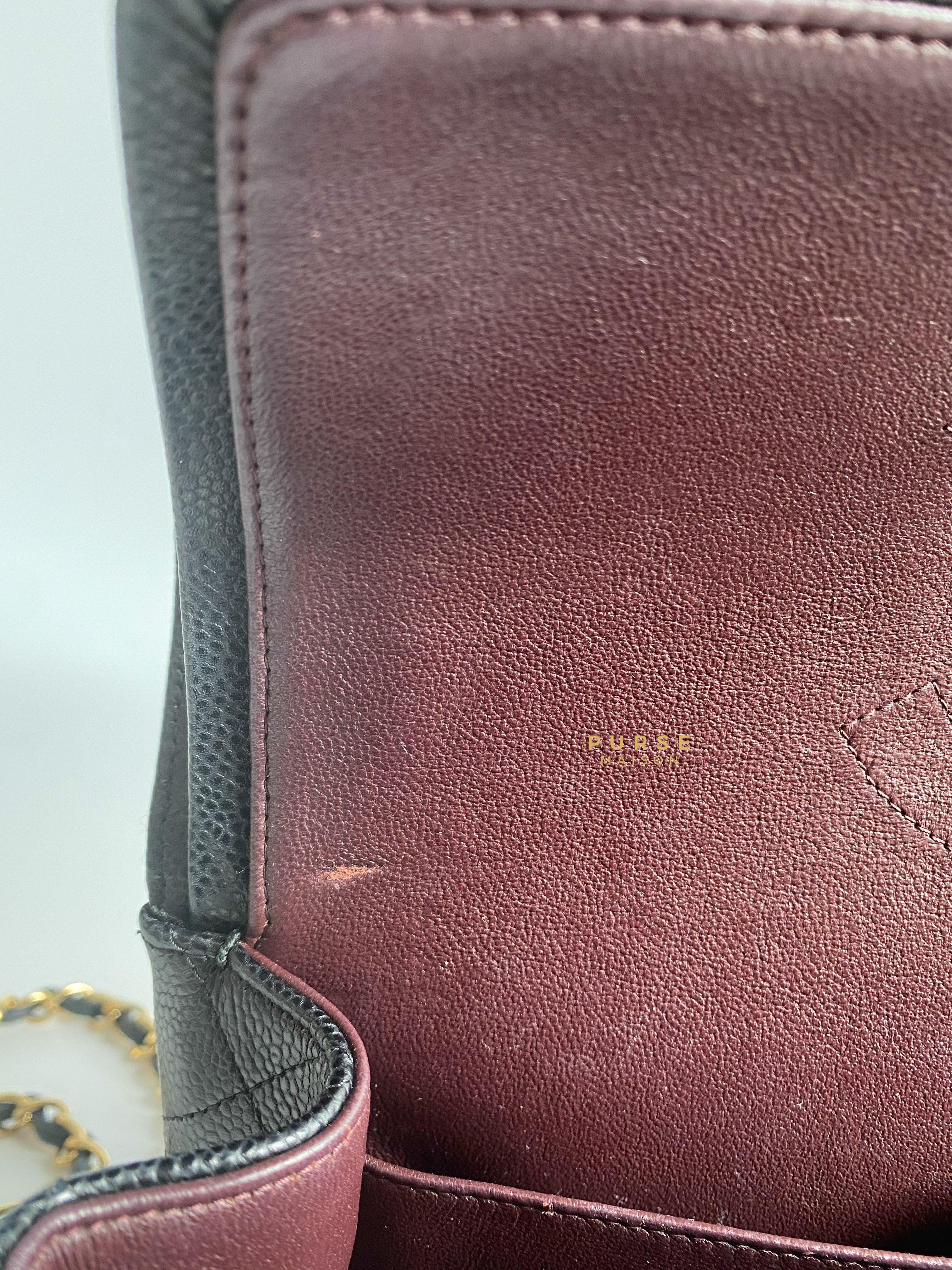 Chanel Classic Double Flap Jumbo Black Caviar Leather and Gold Hardware Series 22 | Purse Maison Luxury Bags Shop