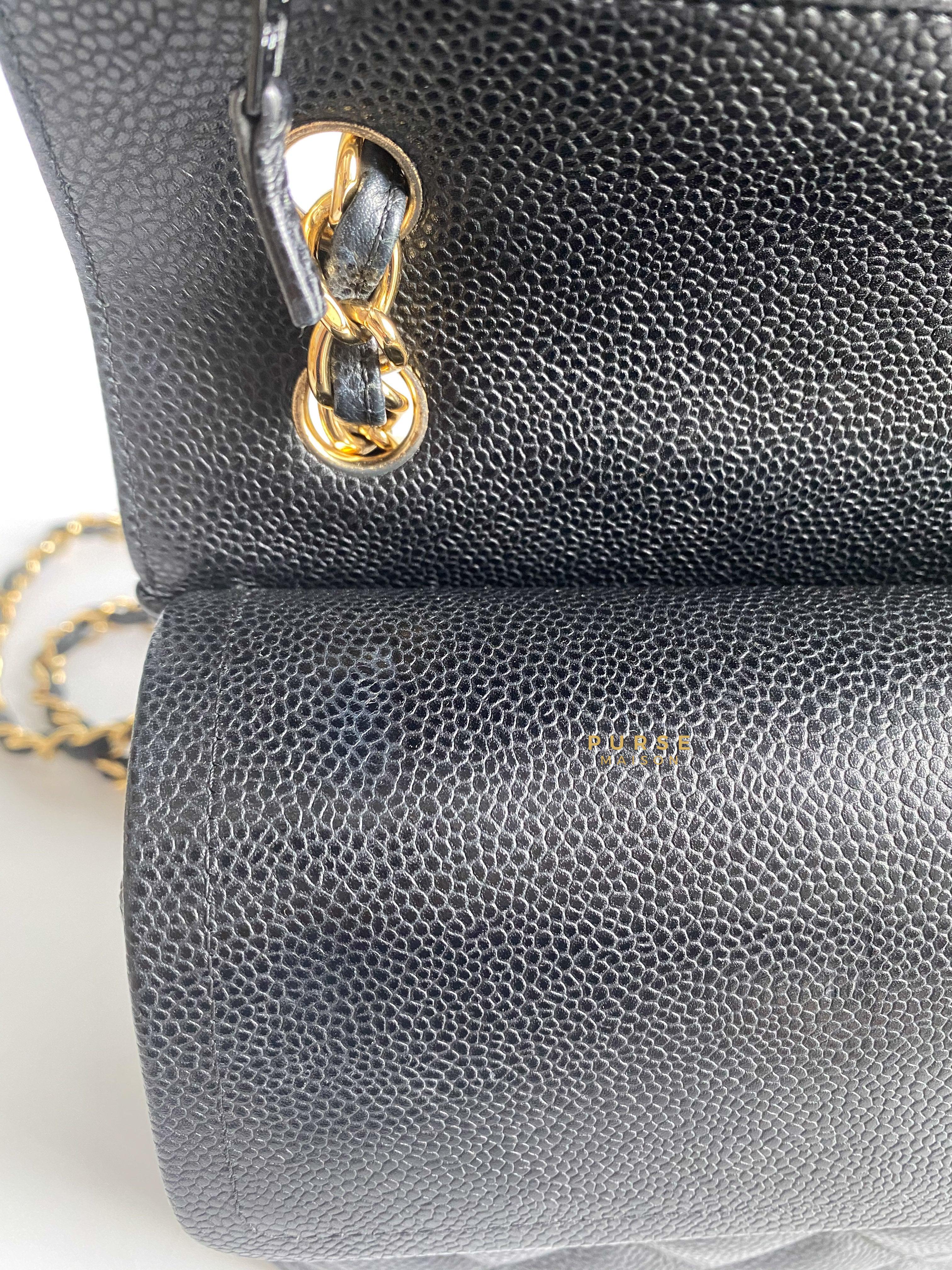 Chanel Classic Double Flap Jumbo Black Caviar Leather and Gold Hardware Series 22 | Purse Maison Luxury Bags Shop