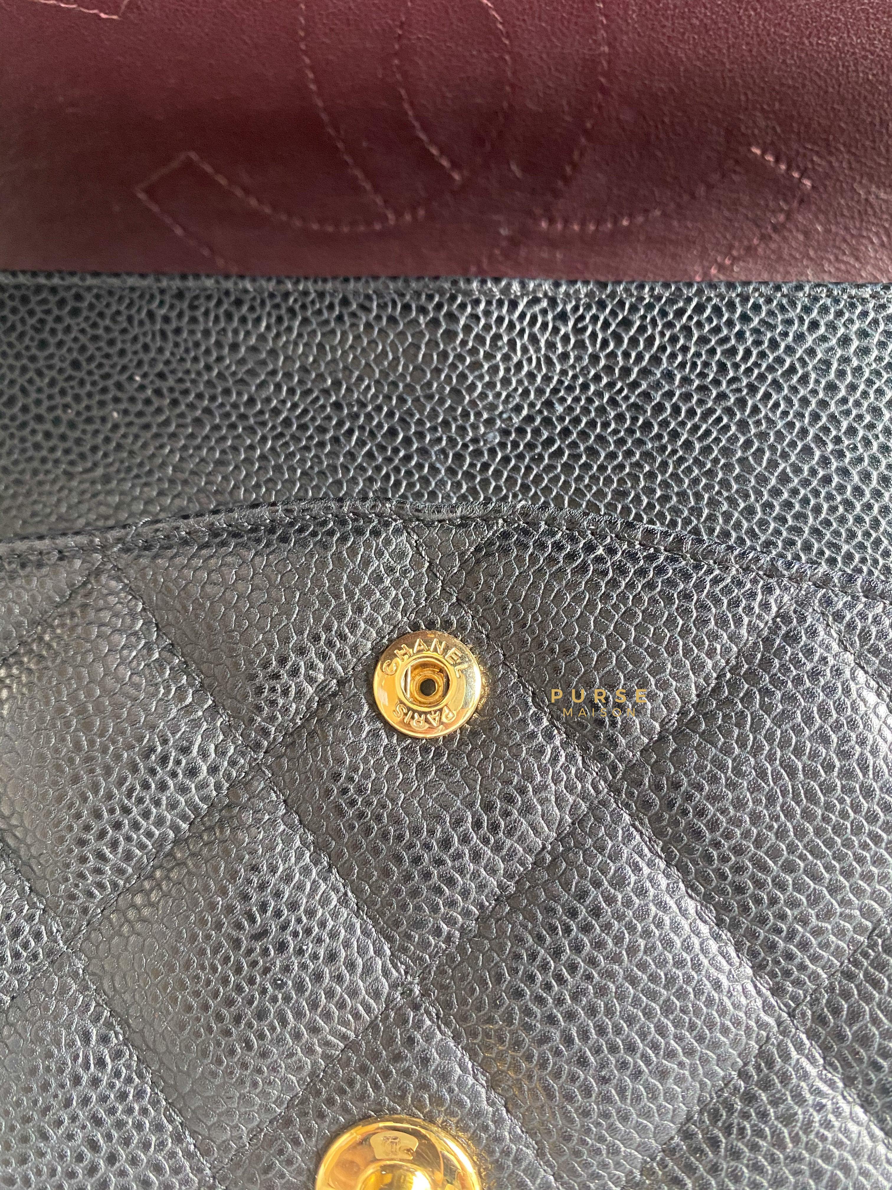 Chanel Classic Double Flap Jumbo Black Caviar Leather and Gold Hardware Series 22 | Purse Maison Luxury Bags Shop