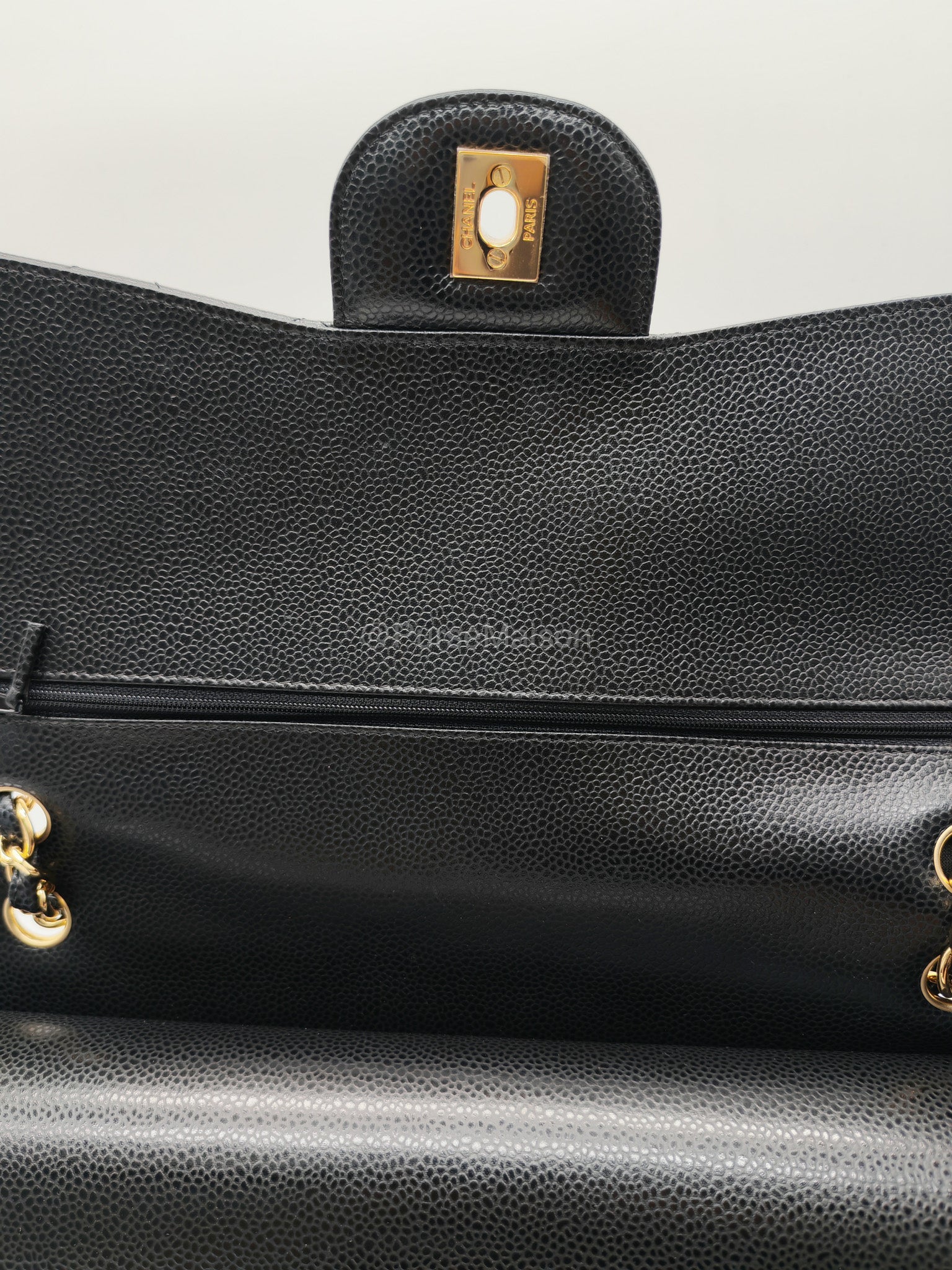 Chanel Classic Double Flap Jumbo in Black Caviar Leather Gold Hardware (Series 27) | Purse Maison Luxury Bags Shop