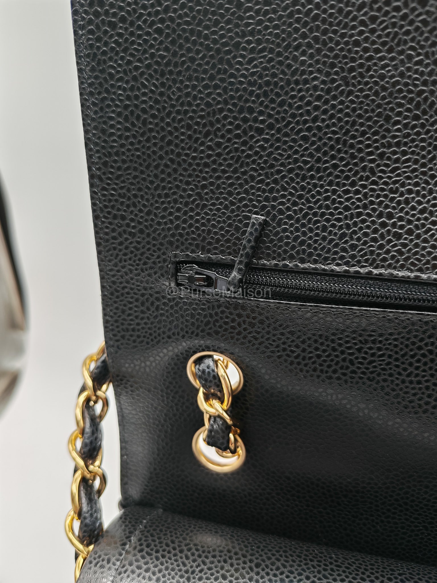 Chanel Classic Double Flap Jumbo in Black Caviar Leather Gold Hardware (Series 27) | Purse Maison Luxury Bags Shop