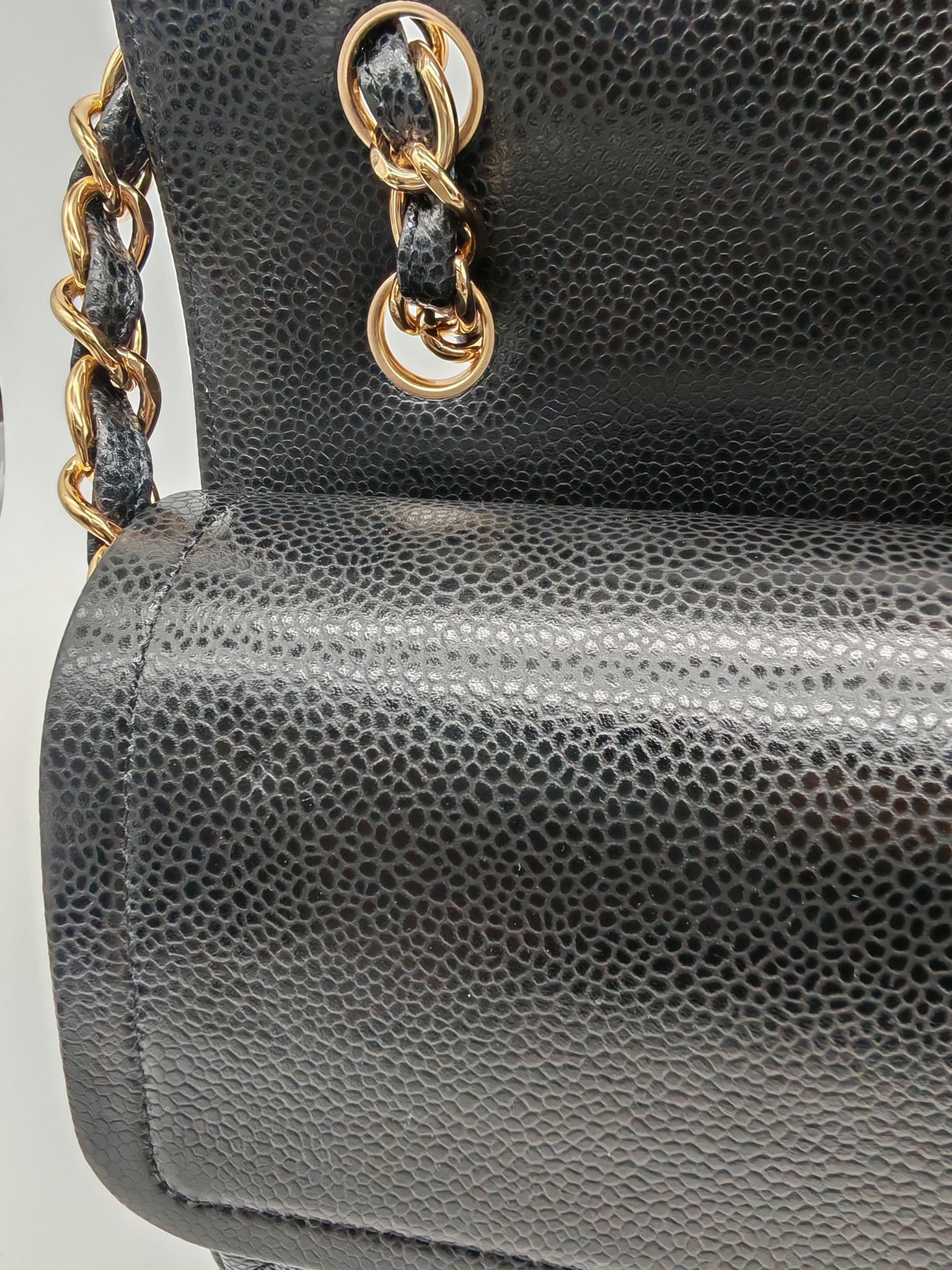 Chanel Classic Double Flap Jumbo in Black Caviar Leather Gold Hardware (Series 27) | Purse Maison Luxury Bags Shop