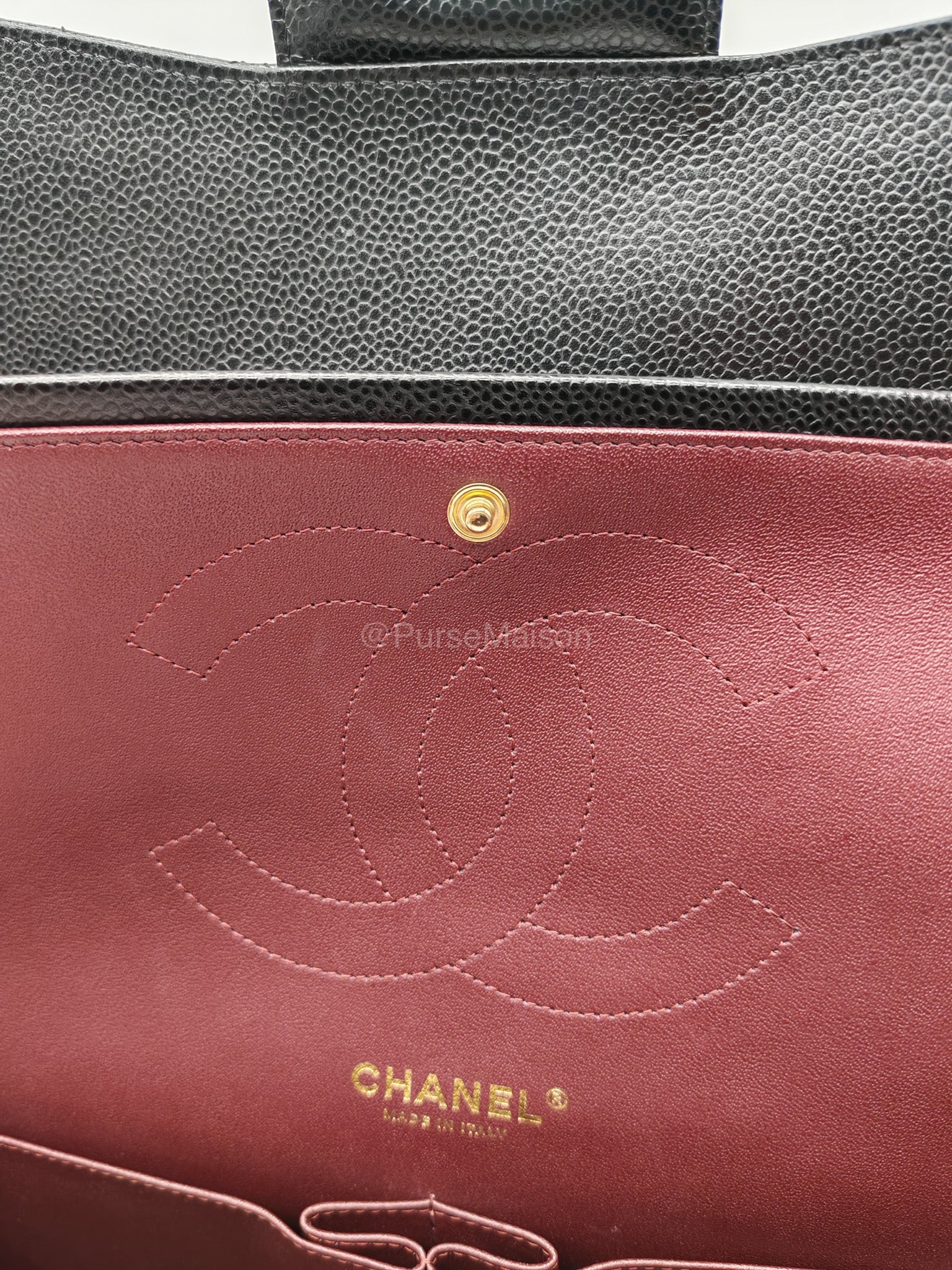 Chanel Classic Double Flap Jumbo in Black Caviar Leather Gold Hardware (Series 27) | Purse Maison Luxury Bags Shop
