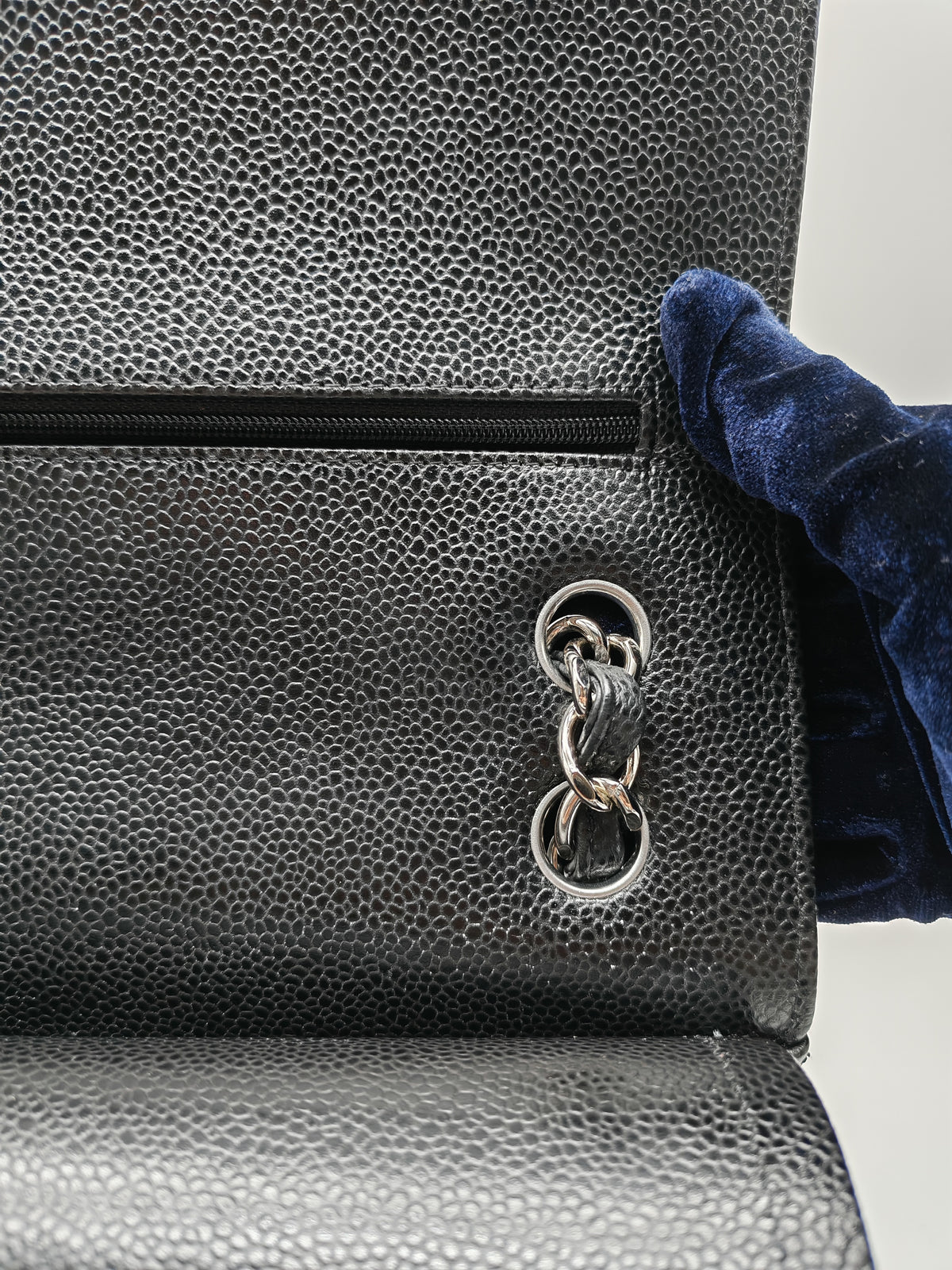 Chanel Classic Double Flap Jumbo in Black Quilted Caviar Leather and Silver Hardware Series 24 | Purse Maison Luxury Bags Shop