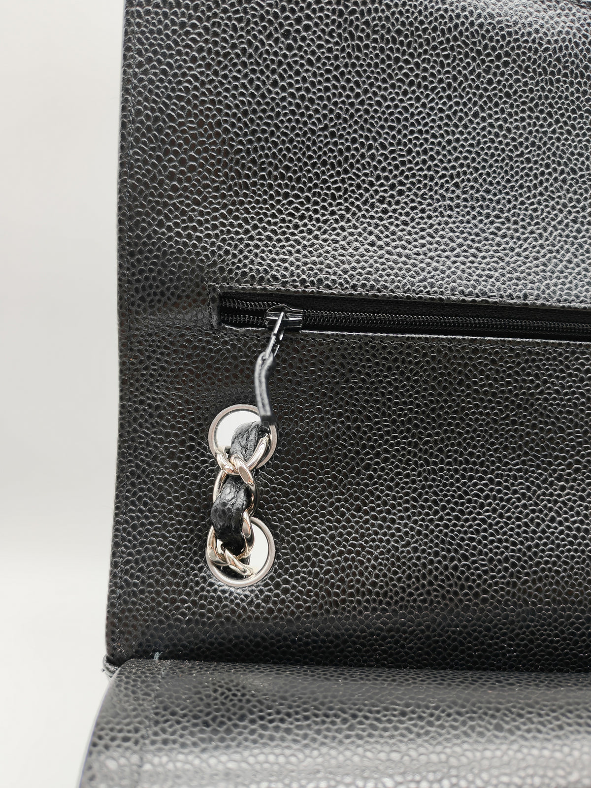 Chanel Classic Double Flap Jumbo in Black Quilted Caviar Leather and Silver Hardware Series 24 | Purse Maison Luxury Bags Shop