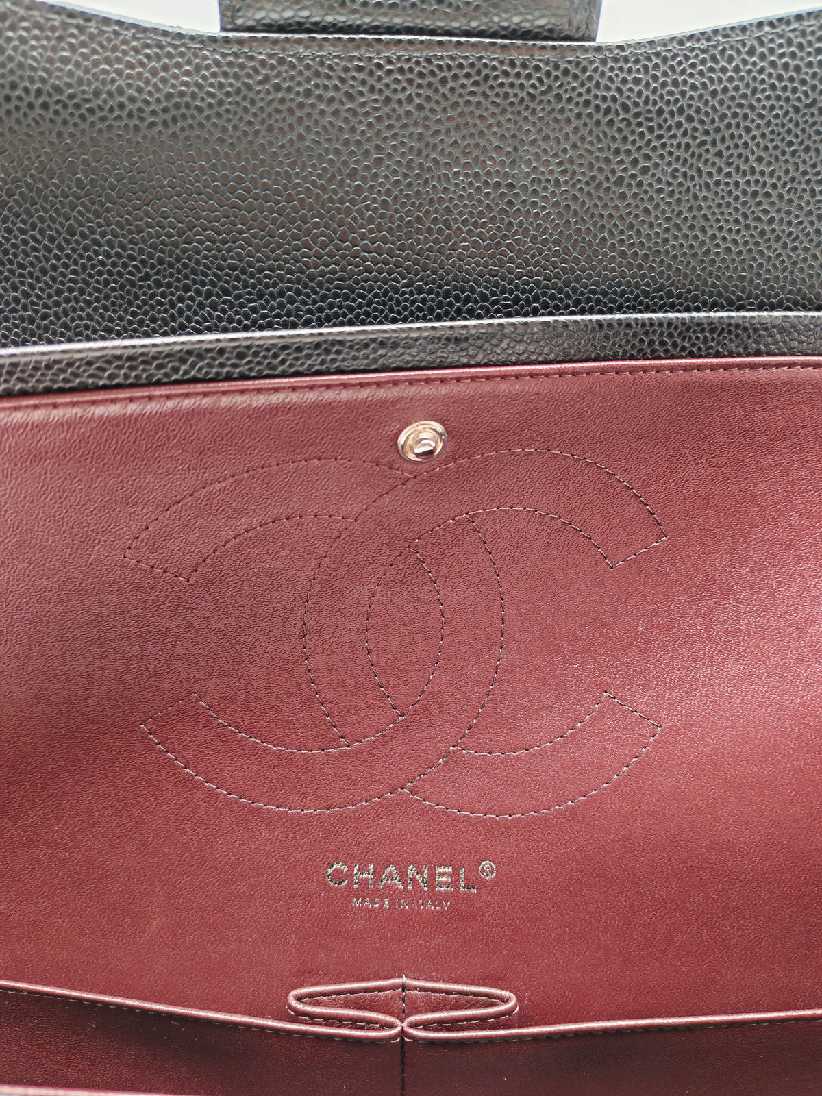 Chanel Classic Double Flap Jumbo in Black Quilted Caviar Leather and Silver Hardware Series 24 | Purse Maison Luxury Bags Shop