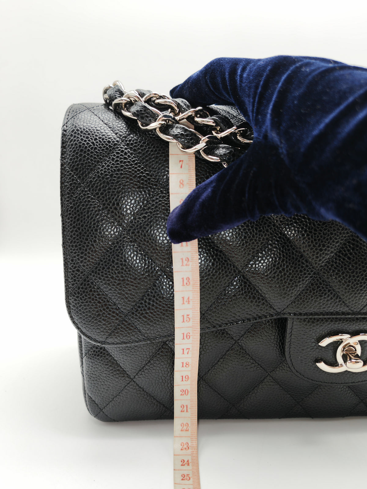 Chanel Classic Double Flap Jumbo in Black Quilted Caviar Leather and Silver Hardware Series 24 | Purse Maison Luxury Bags Shop