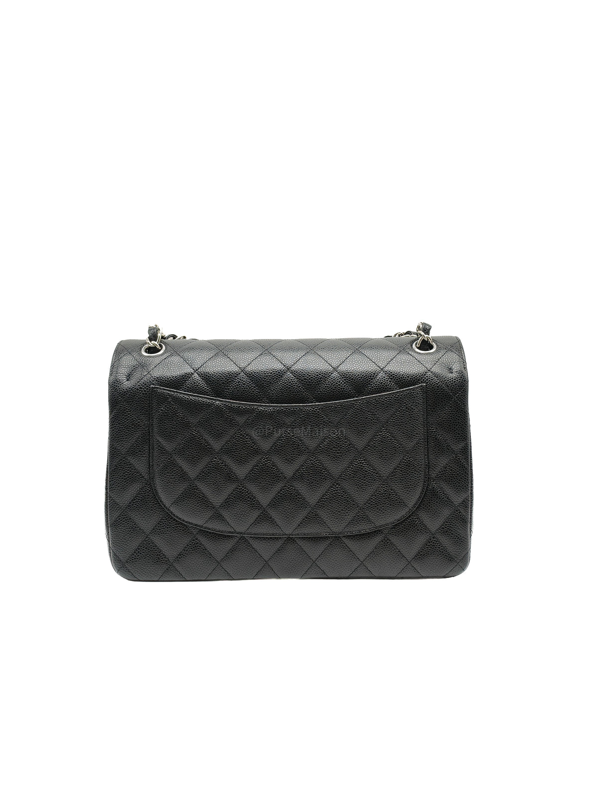 Chanel Classic Double Flap Jumbo in Black Quilted Caviar Leather and Silver Hardware Series 24 | Purse Maison Luxury Bags Shop