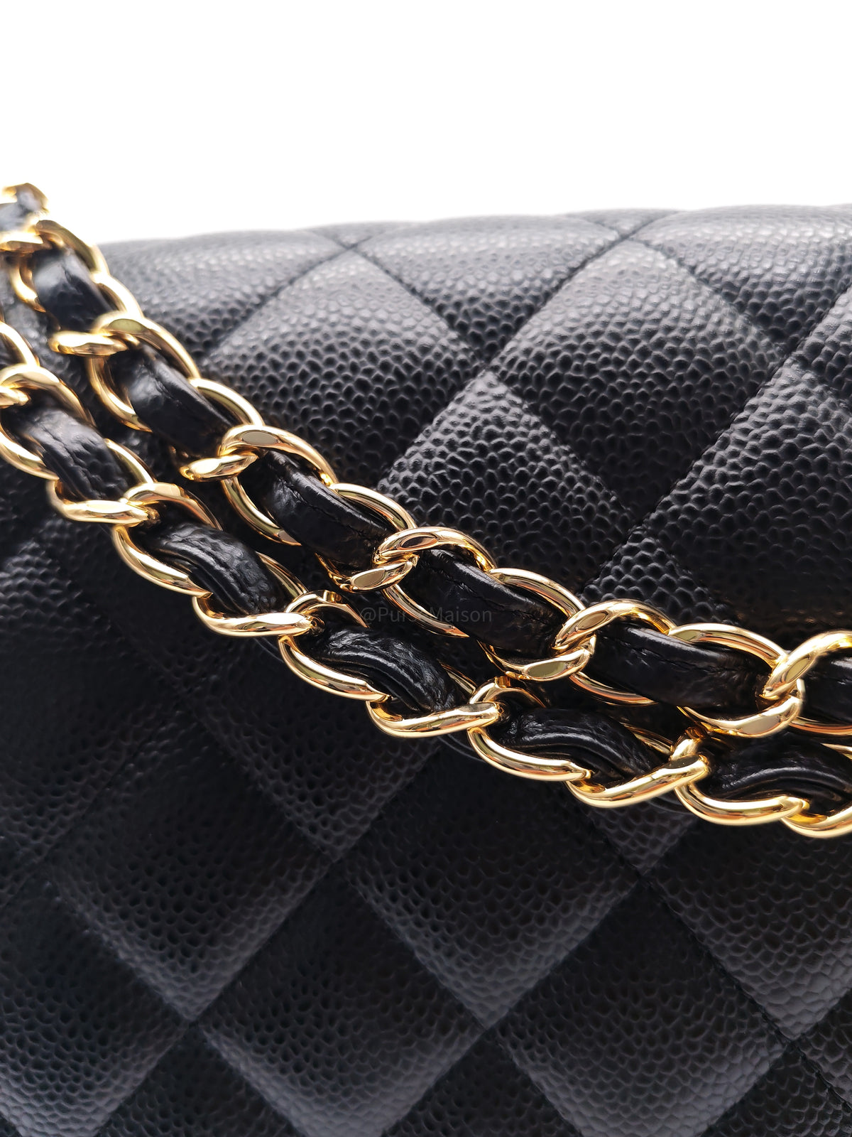 Chanel Classic Double Flap Maxi in Black Caviar Leather Gold Hardware (Series 24) | Purse Maison Luxury Bags Shop