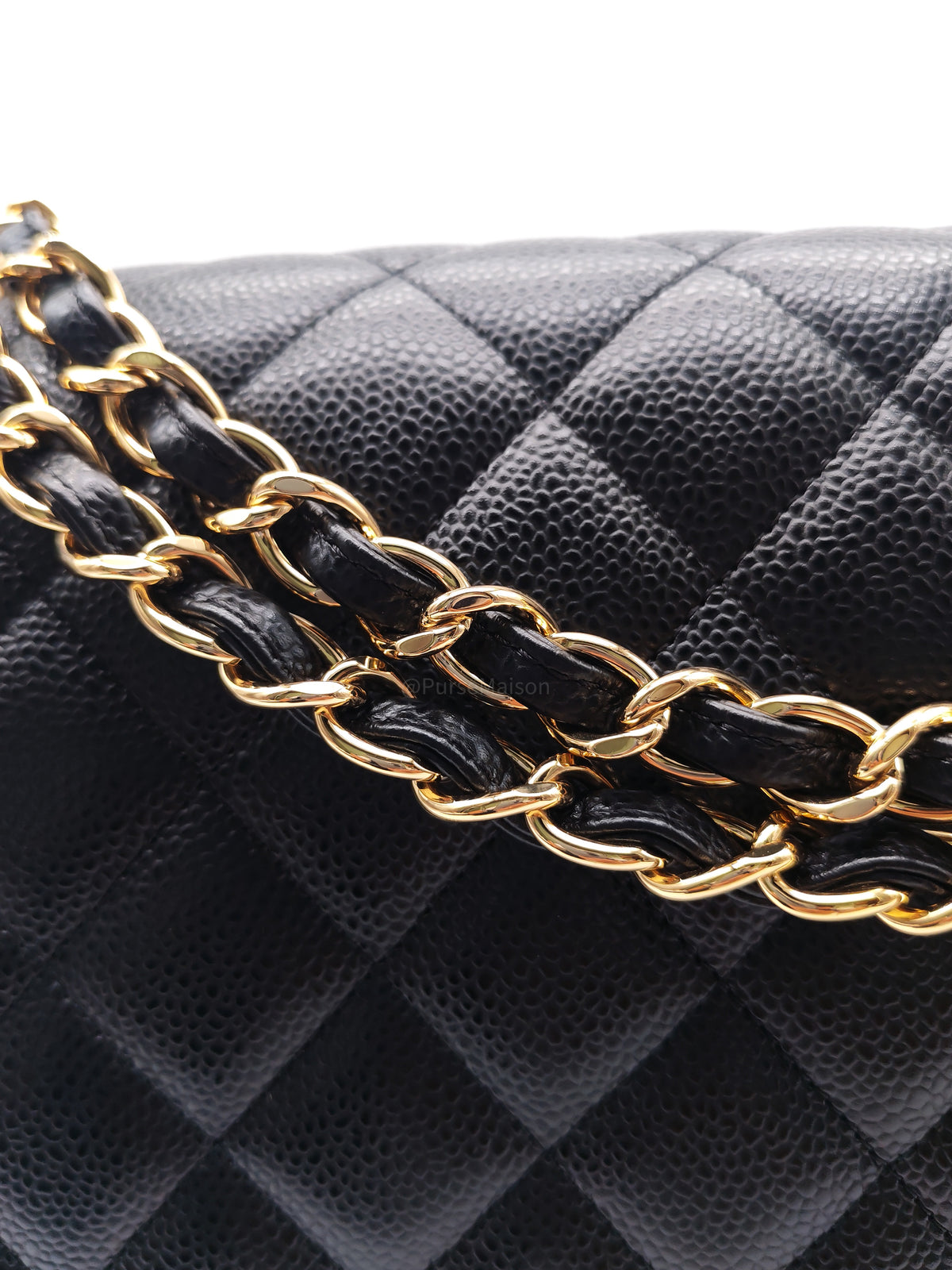 Chanel Classic Double Flap Maxi in Black Caviar Leather Gold Hardware (Series 24) | Purse Maison Luxury Bags Shop