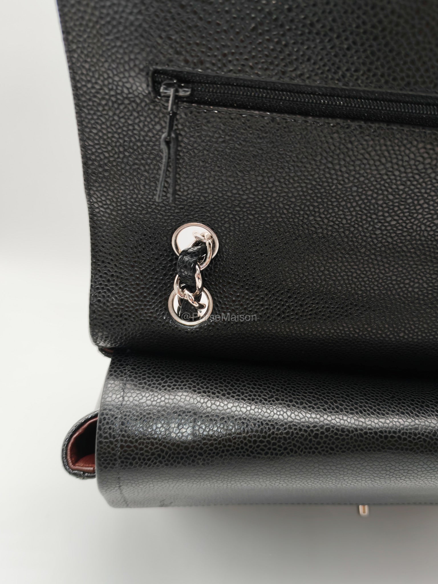 Chanel Classic Double Flap Maxi in Black Caviar Leather Silver Hardware (Series 18) | Purse Maison Luxury Bags Shop