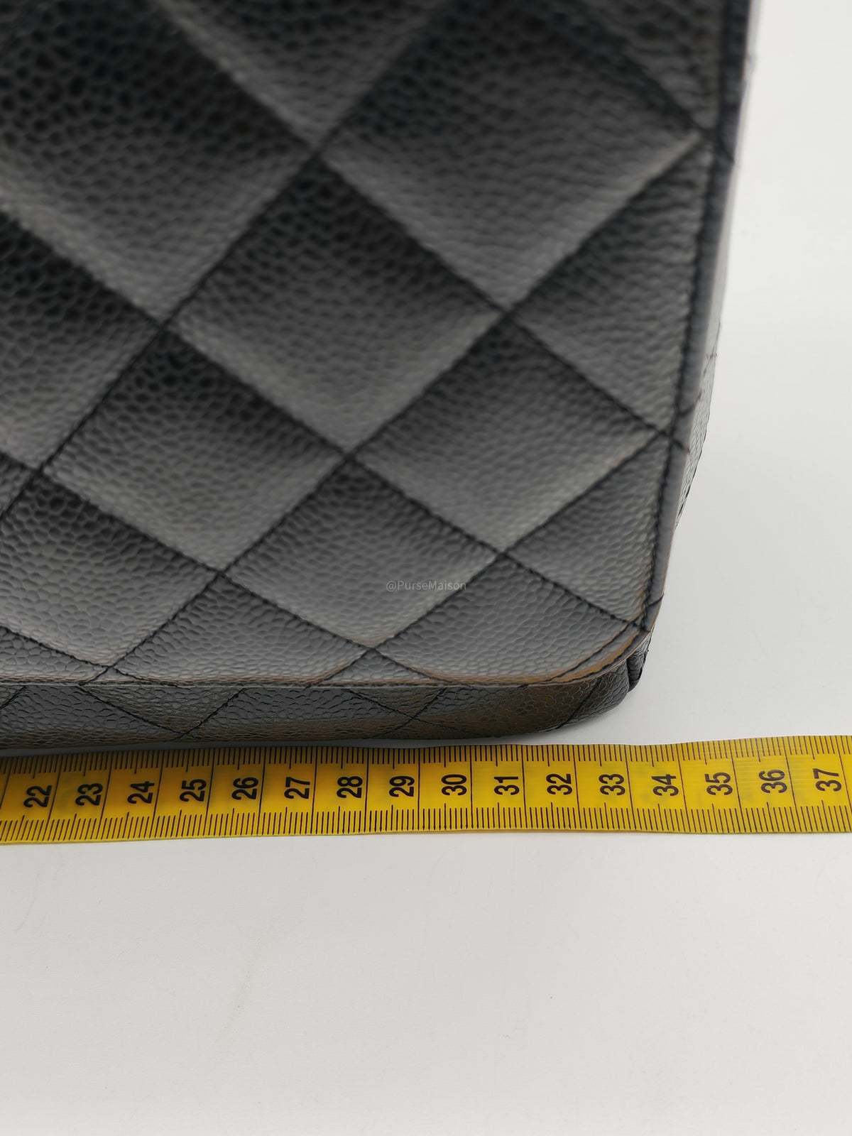 Chanel Classic Double Flap Maxi in Black Quilted Caviar Leather and Gold Hardware Series 15 | Purse Maison Luxury Bags Shop