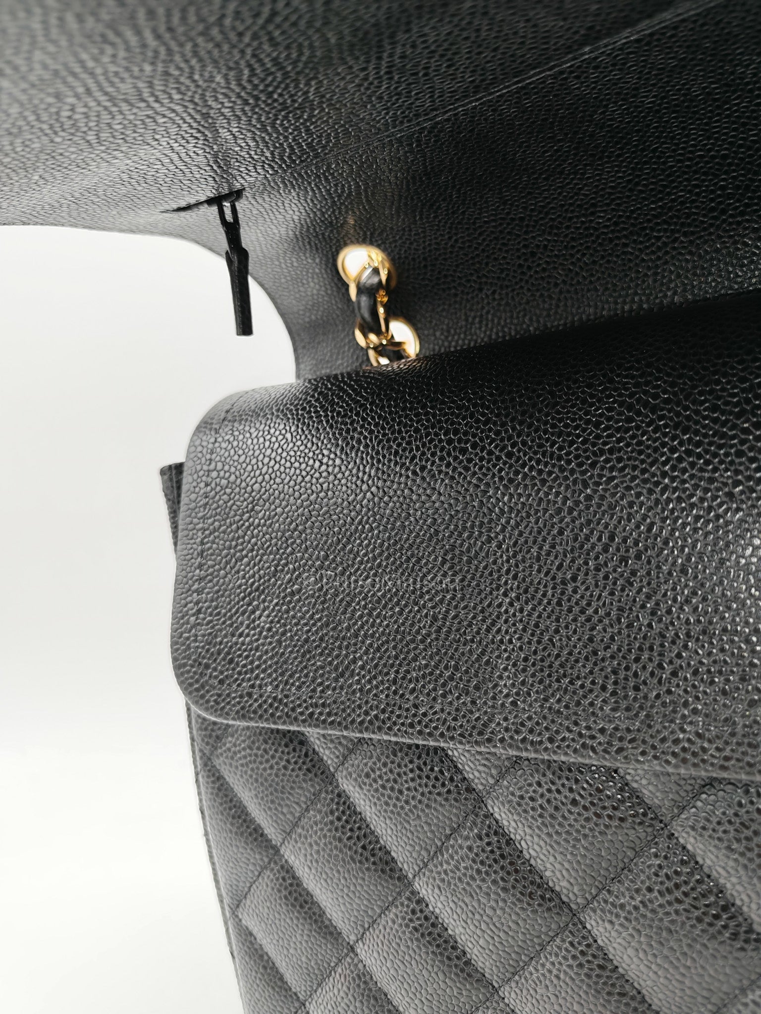 Chanel Classic Double Flap Maxi in Black Quilted Caviar Leather and Gold Hardware Series 15 | Purse Maison Luxury Bags Shop