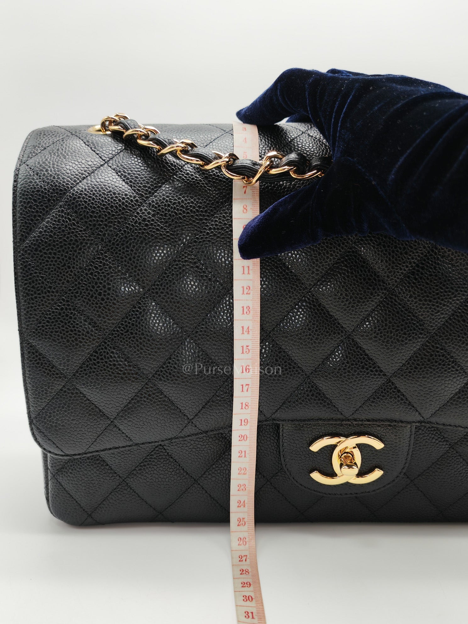 Chanel Classic Double Flap Maxi in Black Quilted Caviar Leather and Gold Hardware Series 15 | Purse Maison Luxury Bags Shop