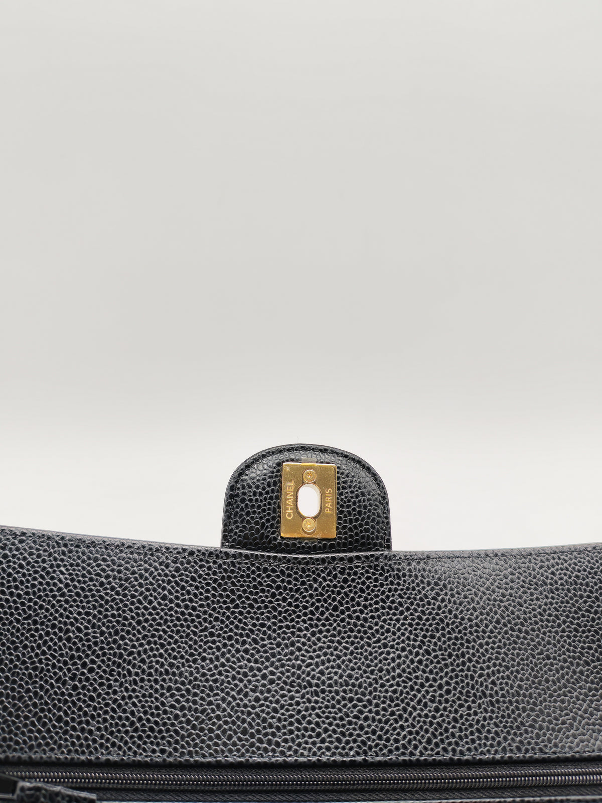 Chanel Classic Double Flap Medium in Black Caviar Leather and Gold Hardware Microchip | Purse Maison Luxury Bags Shop