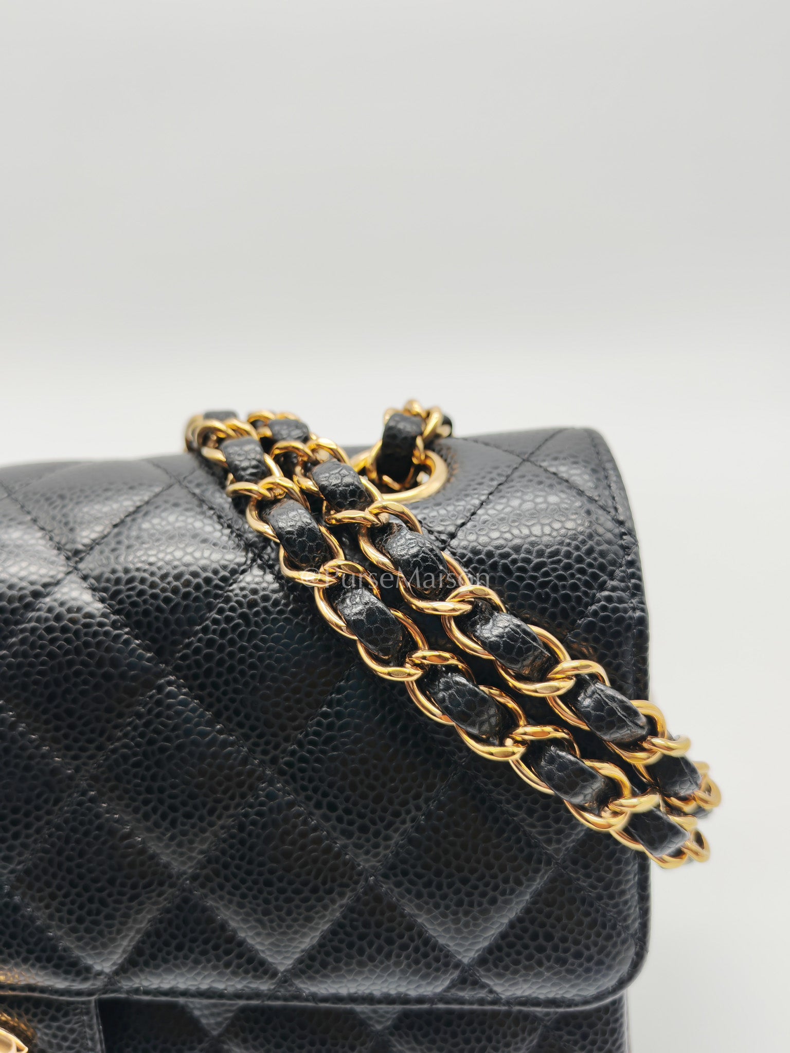 Chanel Classic Double Flap Medium in Black Caviar Leather and Gold Hardware (Microchip) | Purse Maison Luxury Bags Shop
