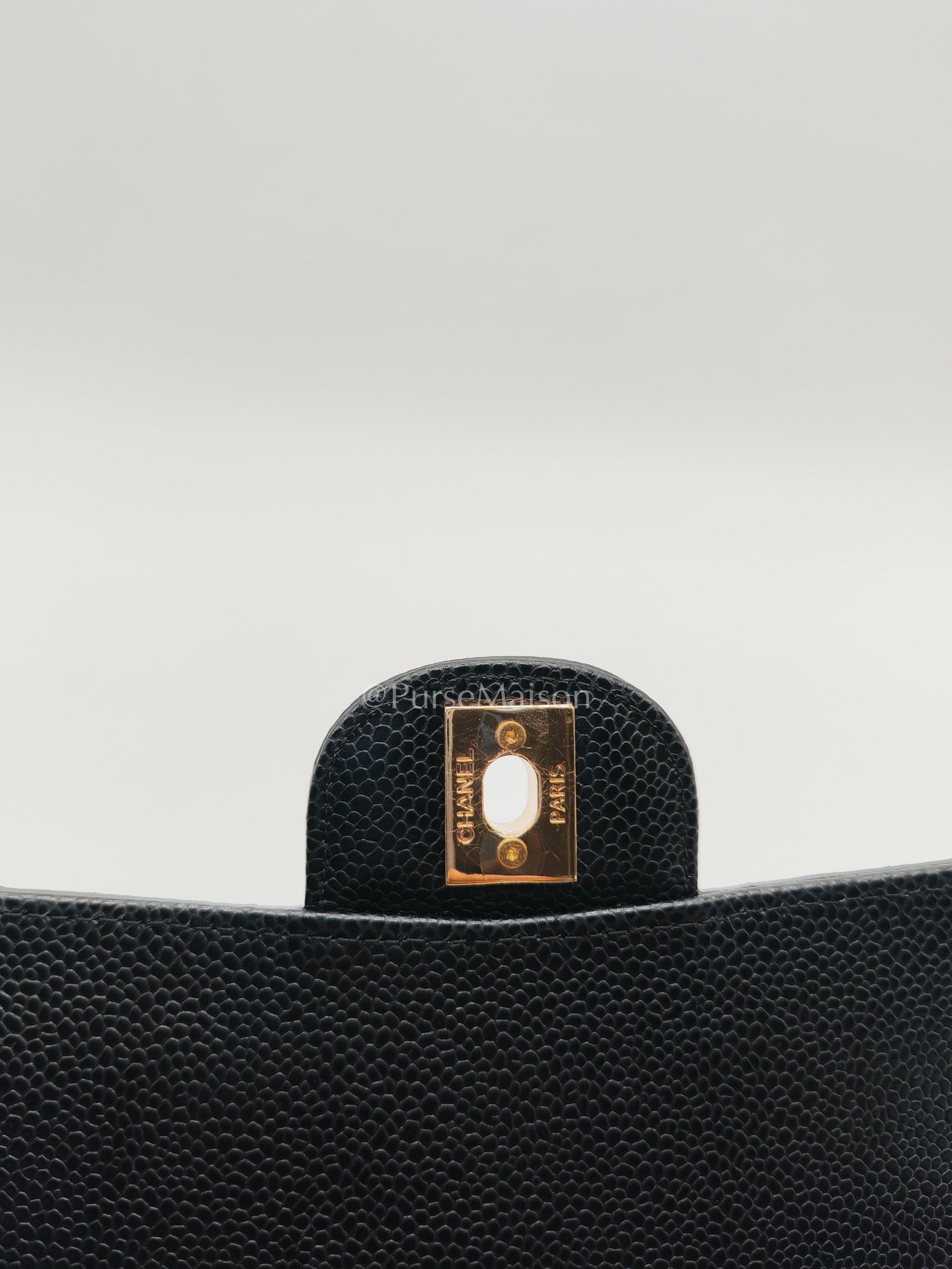 Chanel Classic Double Flap Medium in Black Caviar Leather and Gold Hardware (Microchip) | Purse Maison Luxury Bags Shop