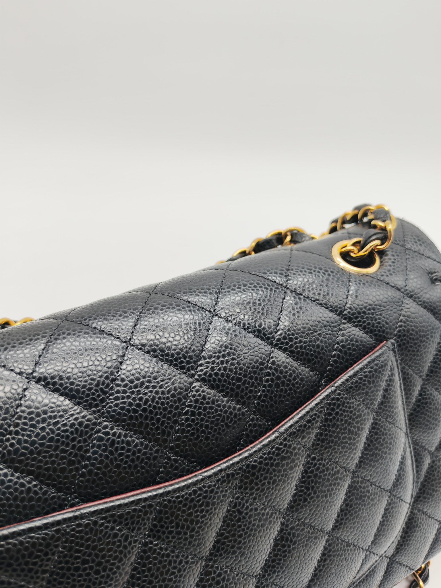 Chanel Classic Double Flap Medium in Black Caviar Leather and Gold Hardware (Microchip) | Purse Maison Luxury Bags Shop
