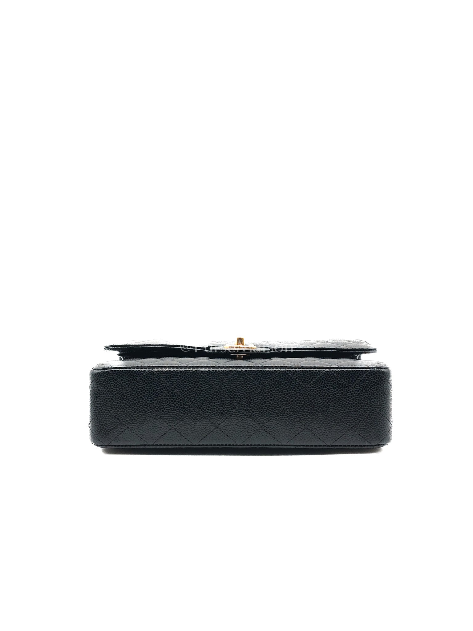 Chanel Classic Double Flap Medium in Black Caviar Leather and Gold Hardware (Microchip) | Purse Maison Luxury Bags Shop