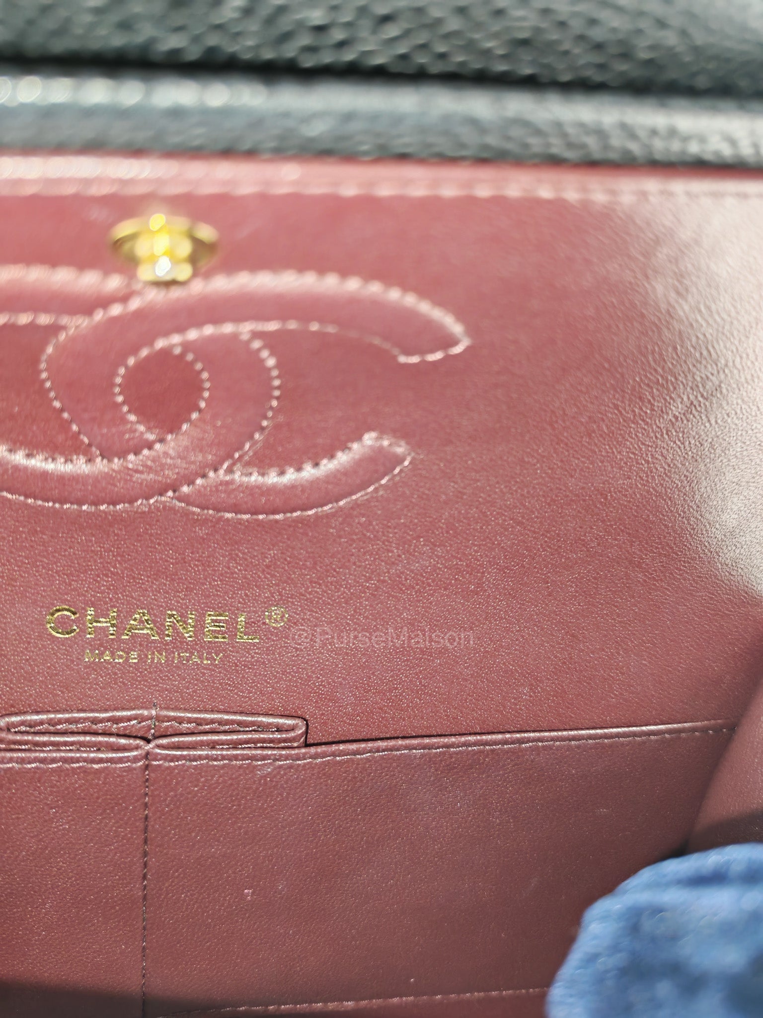 Chanel Classic Double Flap Medium in Black Caviar Leather and Gold Hardware Series 28 | Purse Maison Luxury Bags Shop