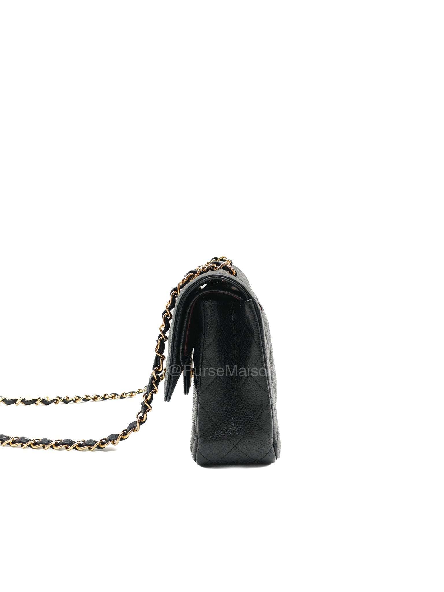 Chanel Classic Double Flap Medium in Black Caviar Leather and Gold Hardware Series 28 | Purse Maison Luxury Bags Shop