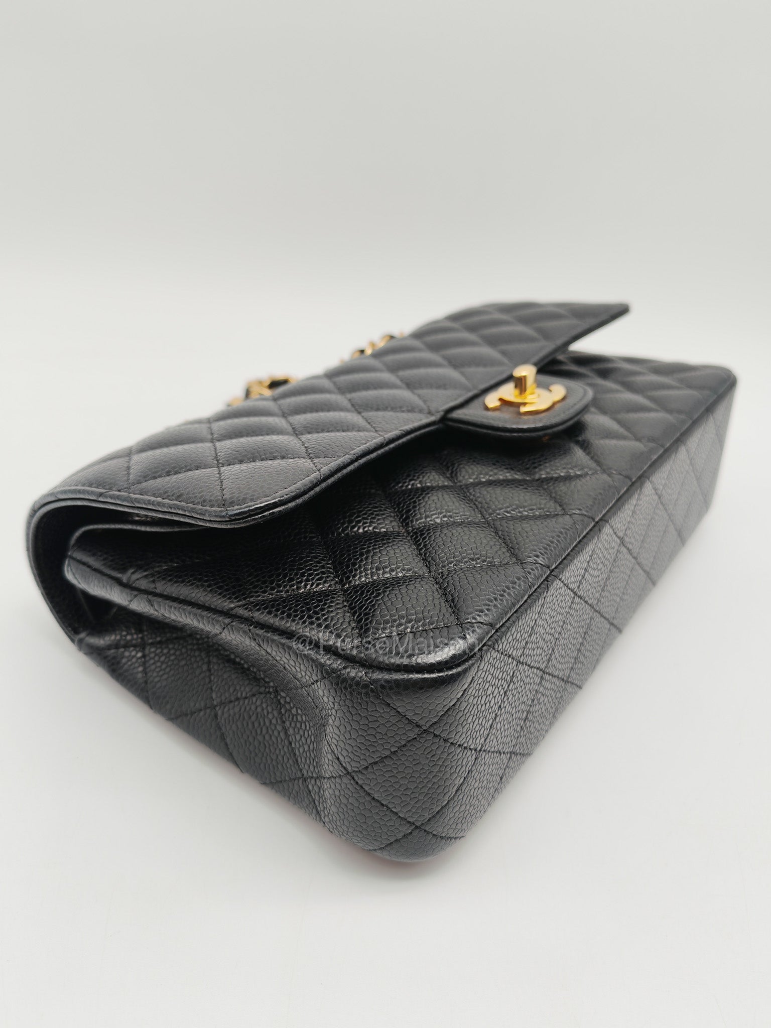 Chanel Classic Double Flap Medium in Black Caviar Leather and Gold Hardware Series 28 | Purse Maison Luxury Bags Shop