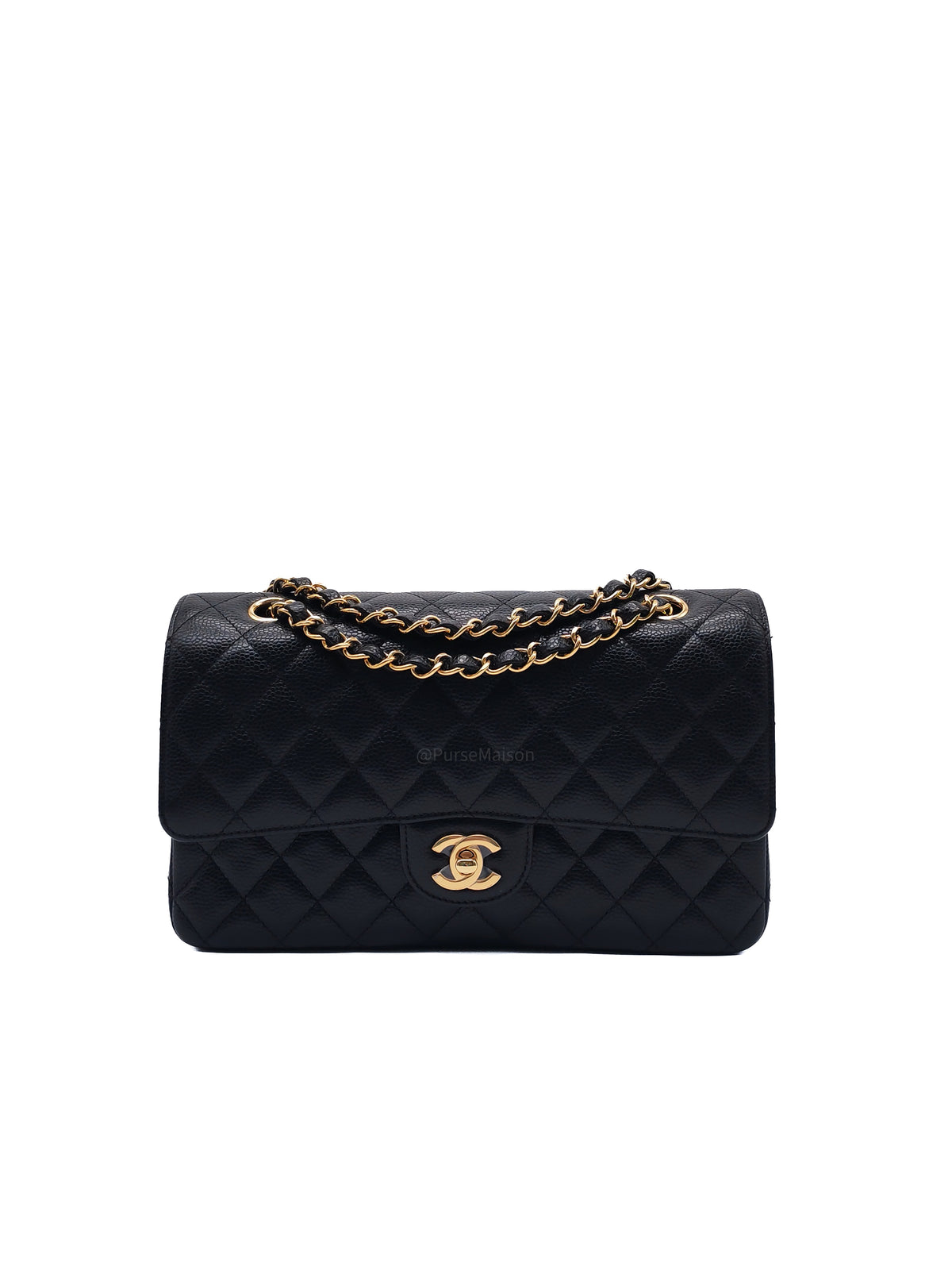 Chanel Classic Double Flap Medium in Black Caviar Leather Gold Hardware (H3****JO) | Purse Maison Luxury Bags Shop