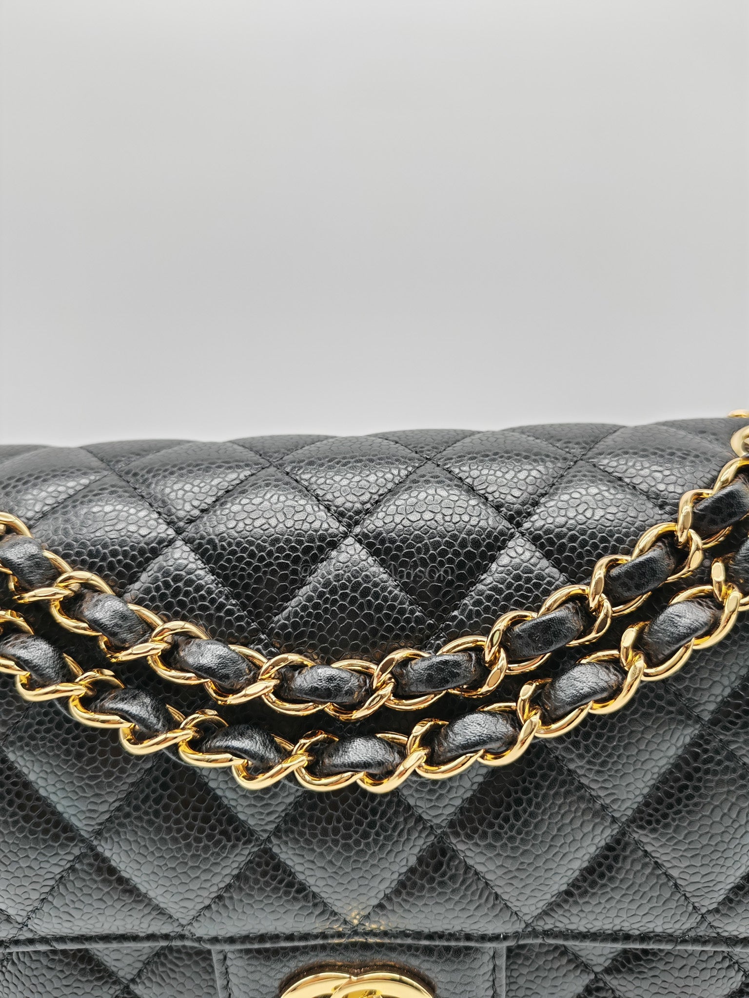 Chanel Classic Double Flap Medium in Black Caviar Leather Gold Hardware (Series 30) | Purse Maison Luxury Bags Shop