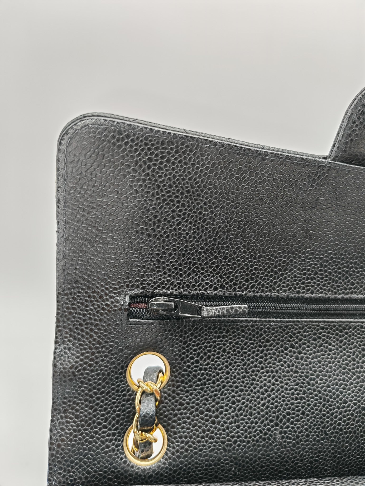 Chanel Classic Double Flap Medium in Black Caviar Leather Gold Hardware (Series 30) | Purse Maison Luxury Bags Shop