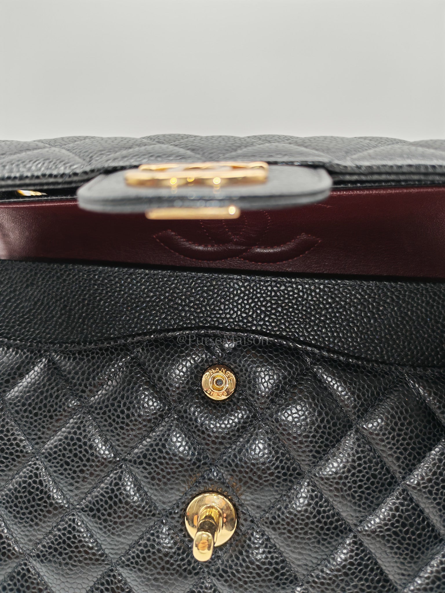 Chanel Classic Double Flap Medium in Black Caviar Leather Gold Hardware (Series 30) | Purse Maison Luxury Bags Shop