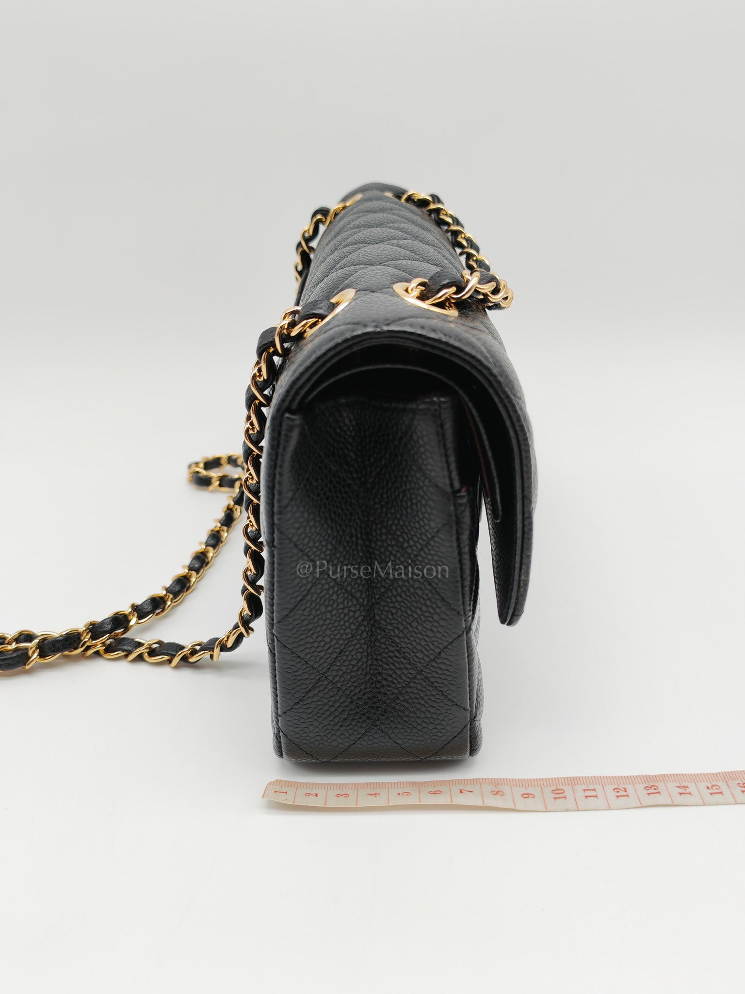 Chanel Classic Double Flap Medium in Black Caviar Leather Gold Hardware (Series 30) | Purse Maison Luxury Bags Shop