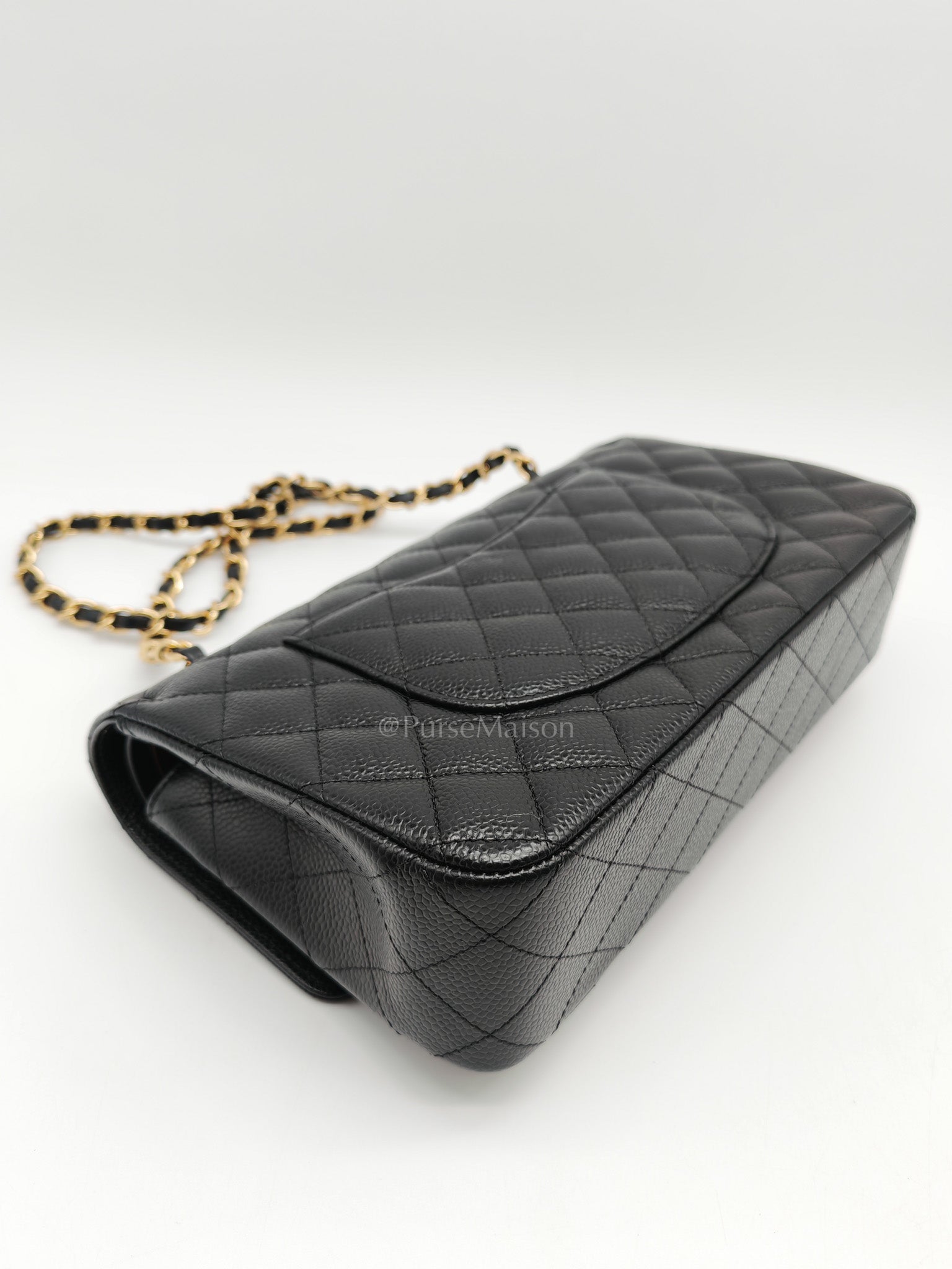 Chanel Classic Double Flap Medium in Black Quilted Caviar Leather and Gold Hardware Series 26 | Purse Maison Luxury Bags Shop