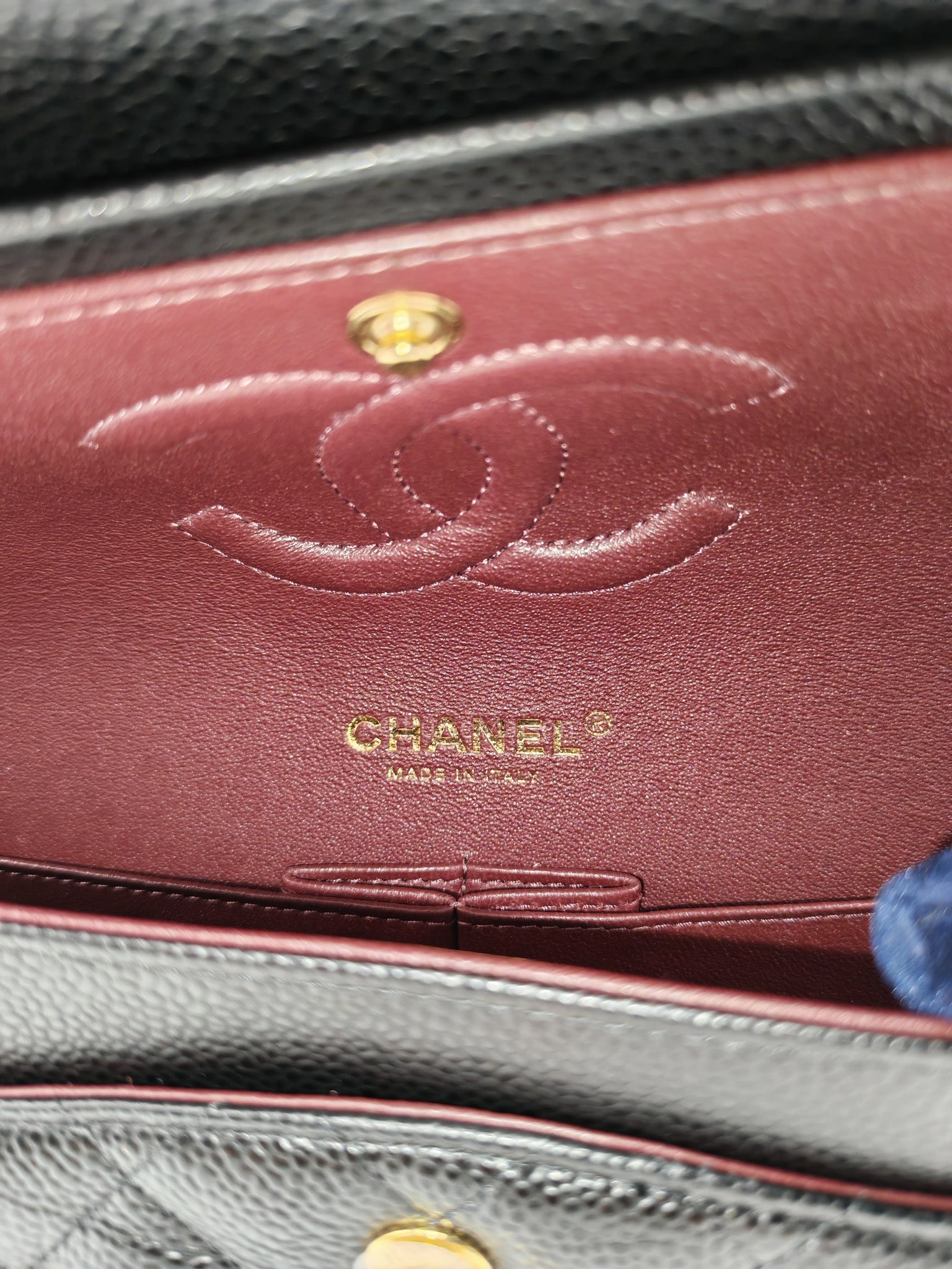 Chanel Classic Double Flap Medium in Black Quilted Caviar Leather and Gold Hardware Series 26 | Purse Maison Luxury Bags Shop