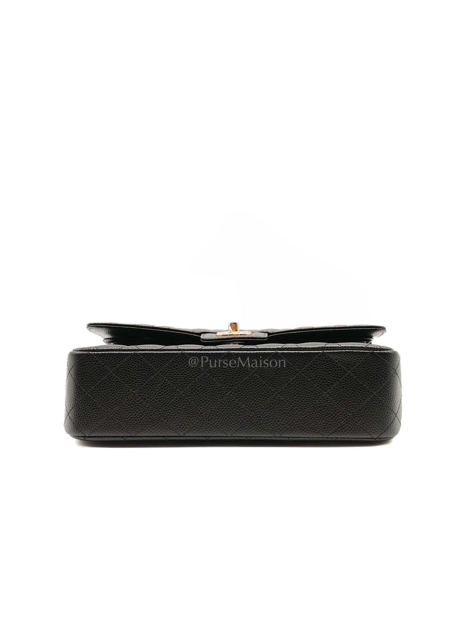 Chanel Classic Double Flap Medium in Black Quilted Caviar Leather and Gold Hardware Series 26 | Purse Maison Luxury Bags Shop