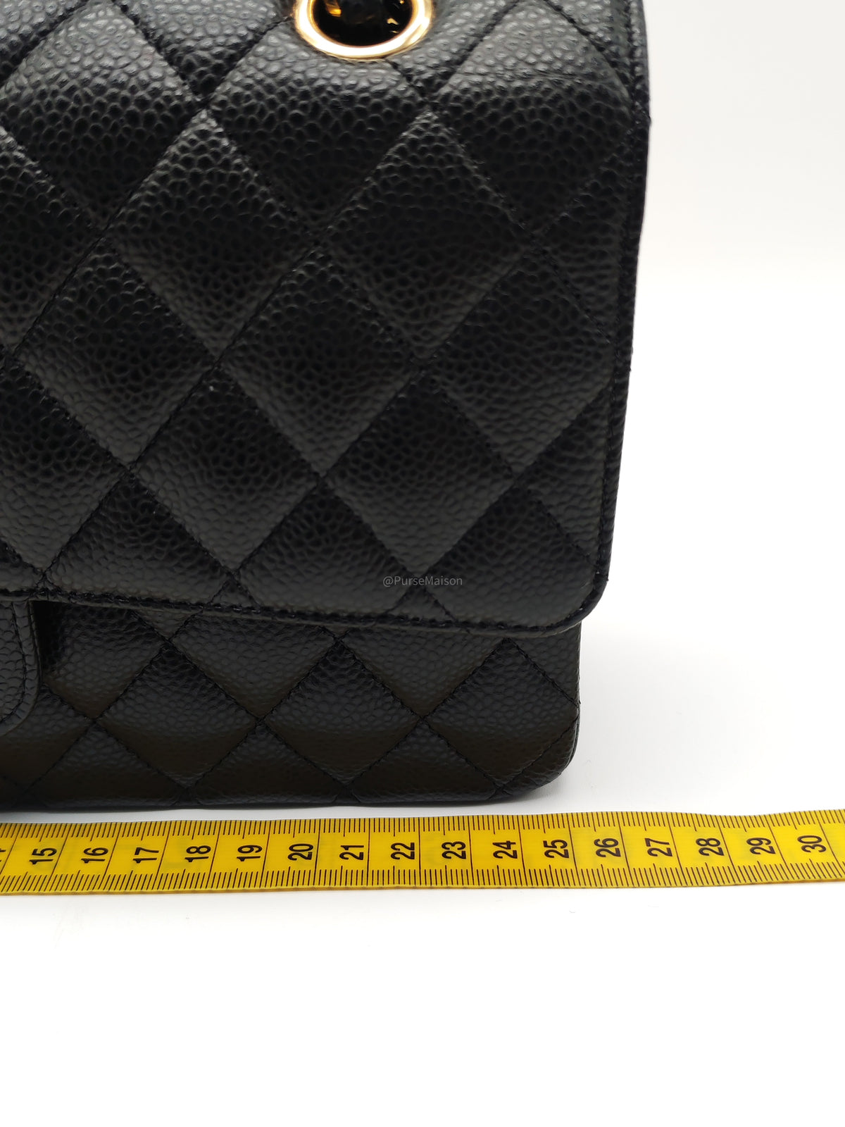 Chanel Classic Double Flap Medium in Black Quilted Caviar Leather & Gold Hardware Microchip | Purse Maison Luxury Bags Shop