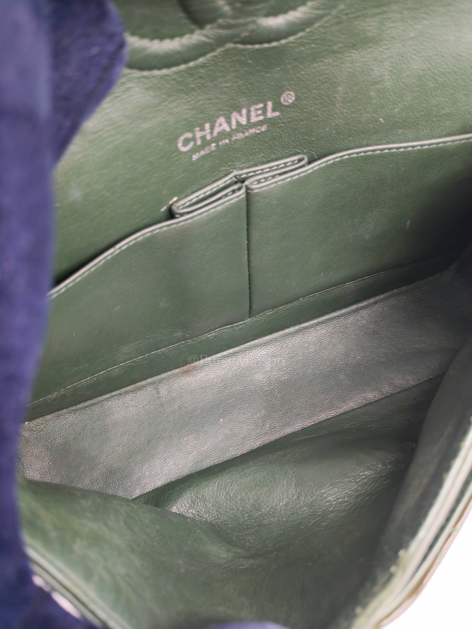 Chanel Classic Double Flap Medium in Green Quilted Patent Leather & Silver Hardware Series 15 | Purse Maison Luxury Bags Shop