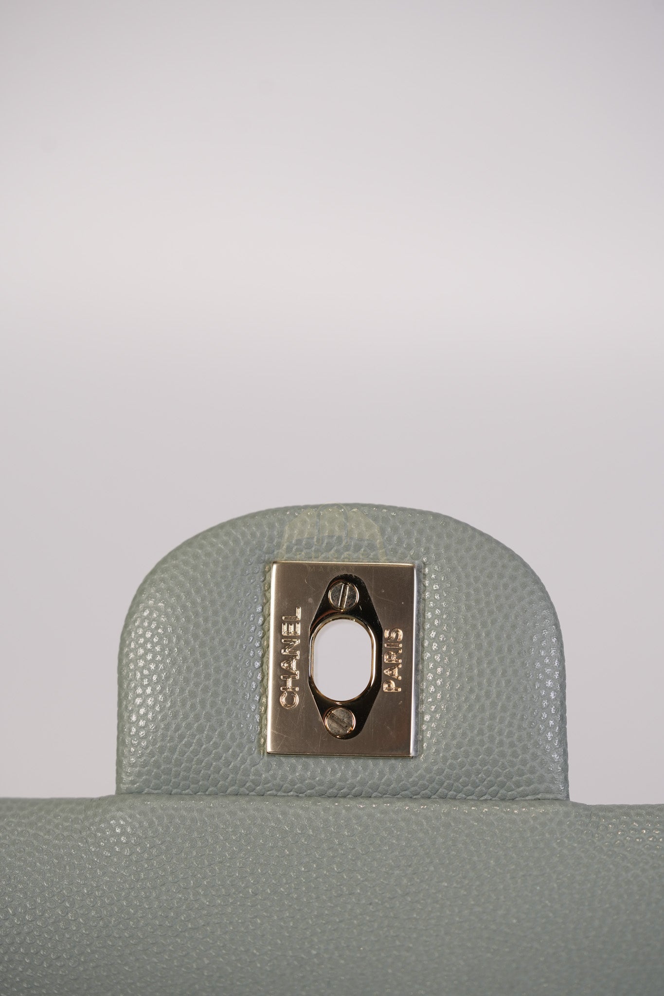 Classic Double Flap Medium in Mint Green Quilted Caviar Leather & Light Gold Hardware Microchip | Purse Maison Luxury Bags Shop